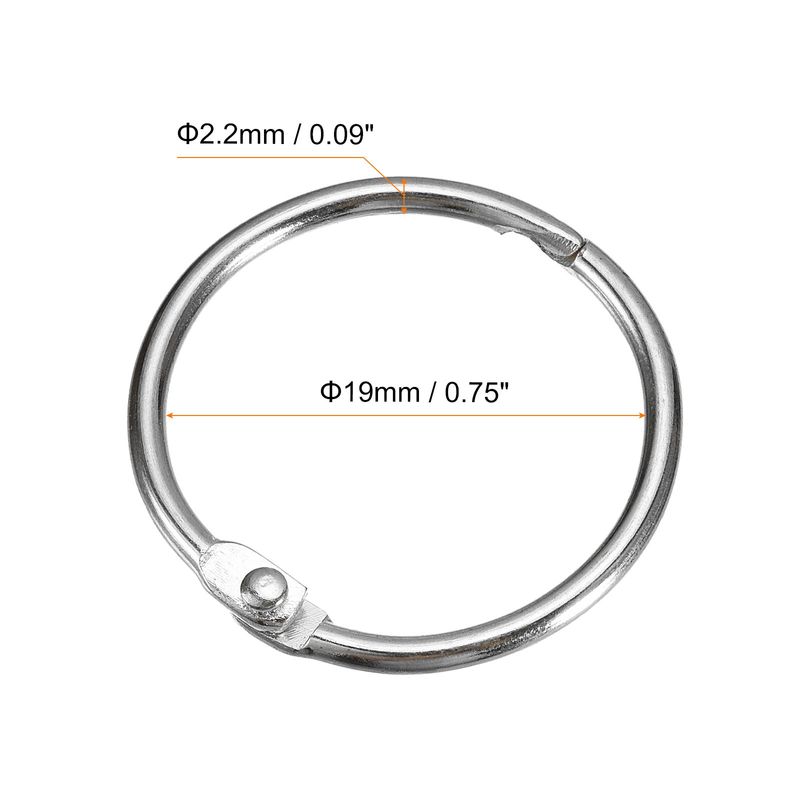 15pcs Shower Curtain Rings 0.75 Inch Loose Leaf Binder Rings Silver