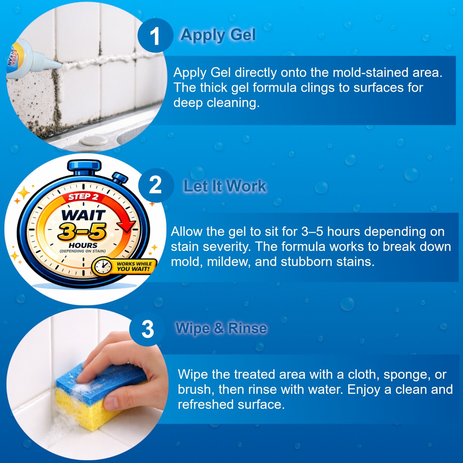 Mold Stain Remover Gel – Mold & Mildew Cleaner for Front Load Washer 7 OZ