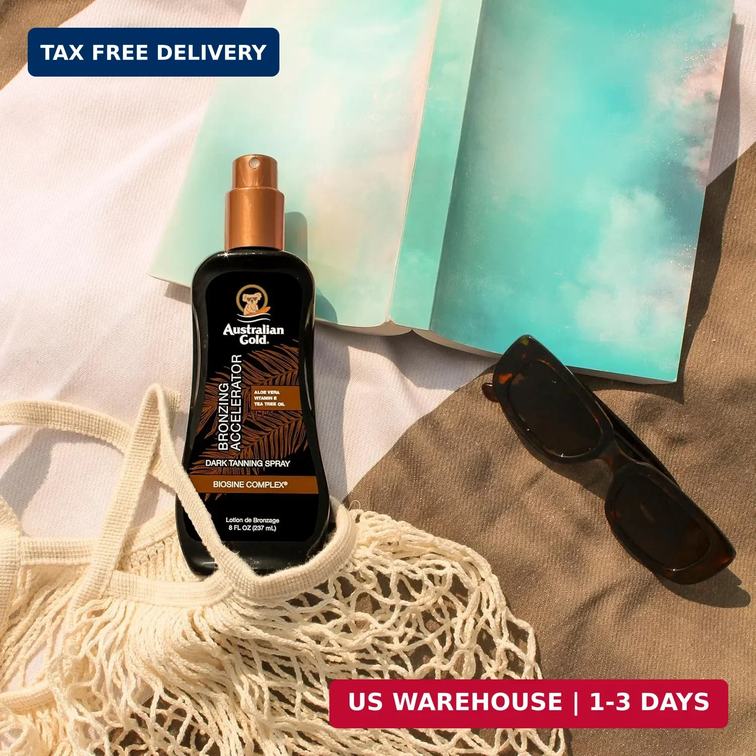 Australian Gold Dark Tanning Accelerator Spray Gel With Bronzer | 8 Fl Oz, Multi