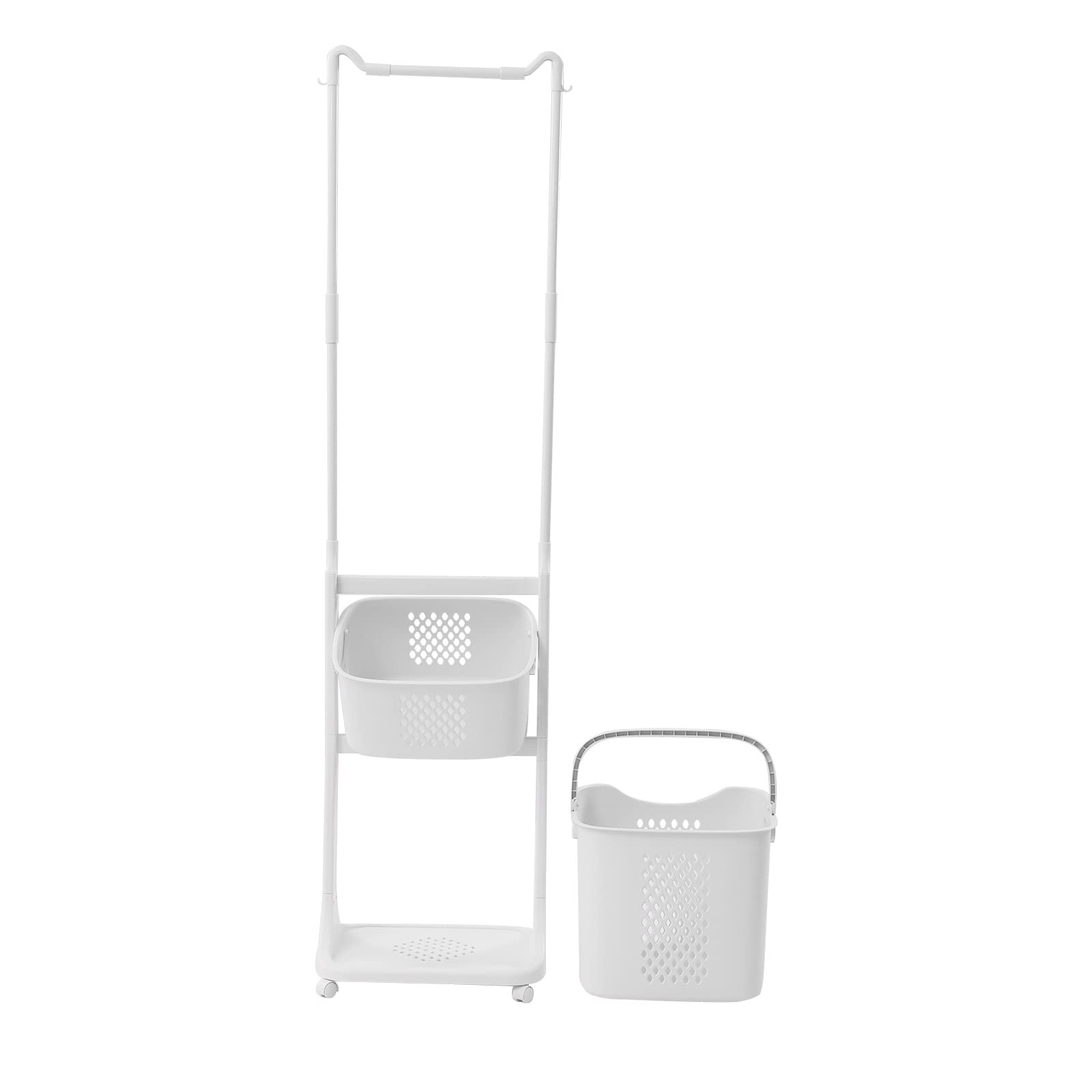 Gdrasuya10 Laundry Basket with Clothes Pole, Waterproof, ABS, PP, Linen, Metal
