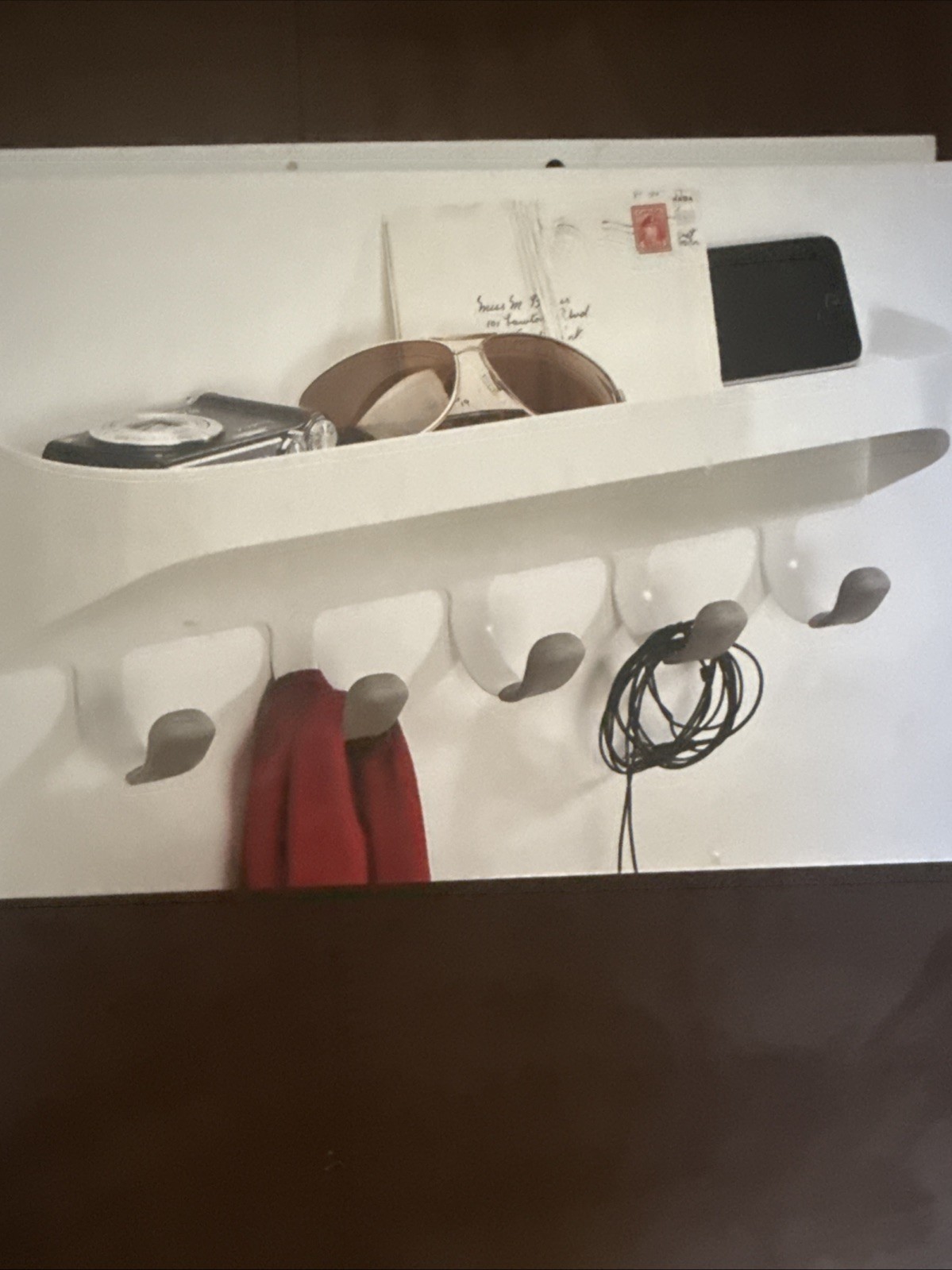 Umbra 5 Hook Nook Organizer with Shelf – White Wall Mounted 17.5 x 3.7 x 4.9 in