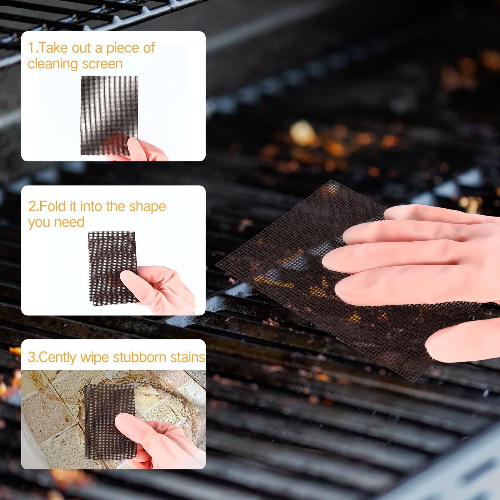 50 Pack Griddle 4×5.5” Screen Grill Cleaning Screens Pre-treated Abrasive Me…