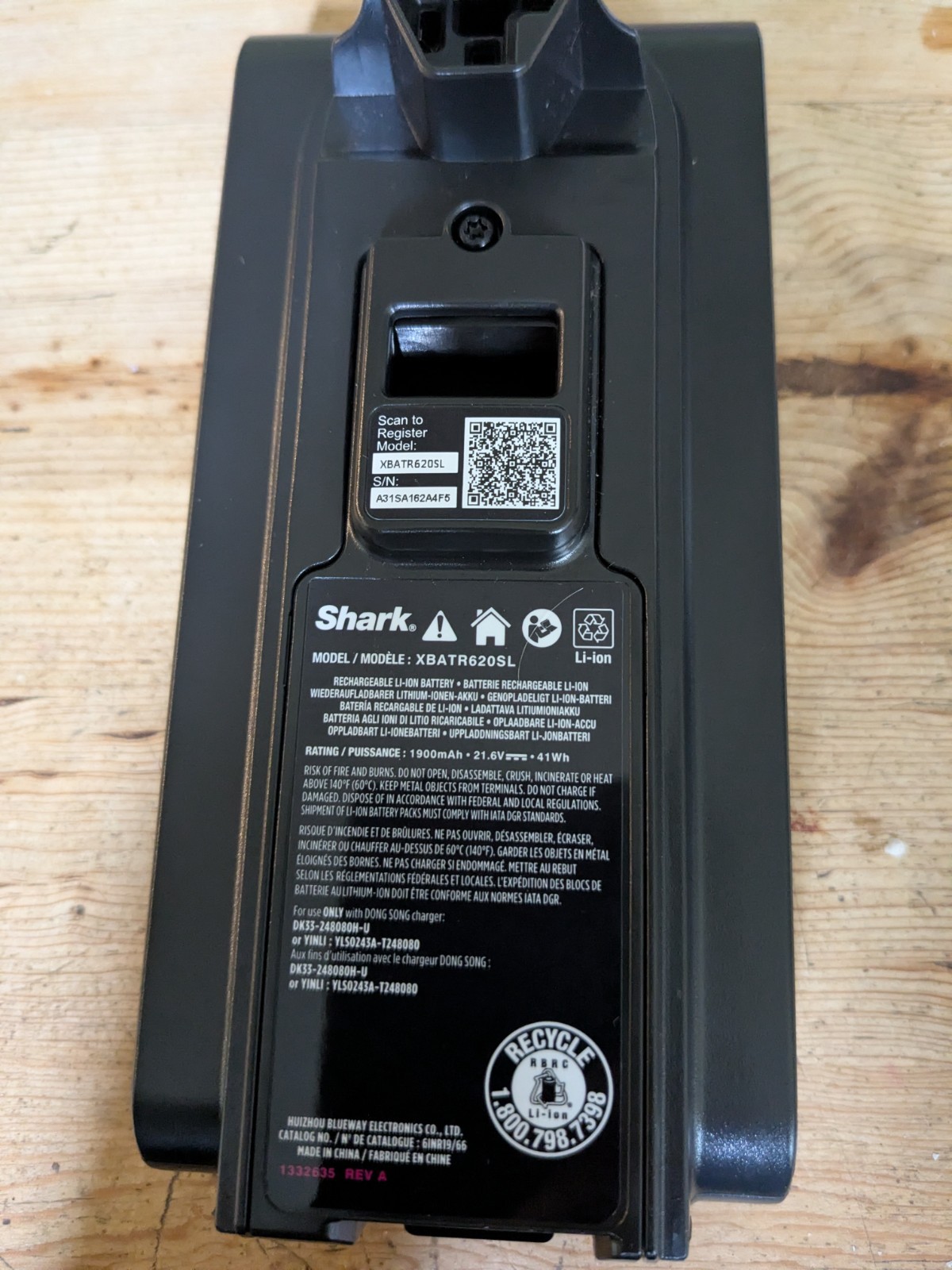 Shark Battery XBATR620SL LITHIUM-ION BATTERY For Shark Cordless Pro Vacuum