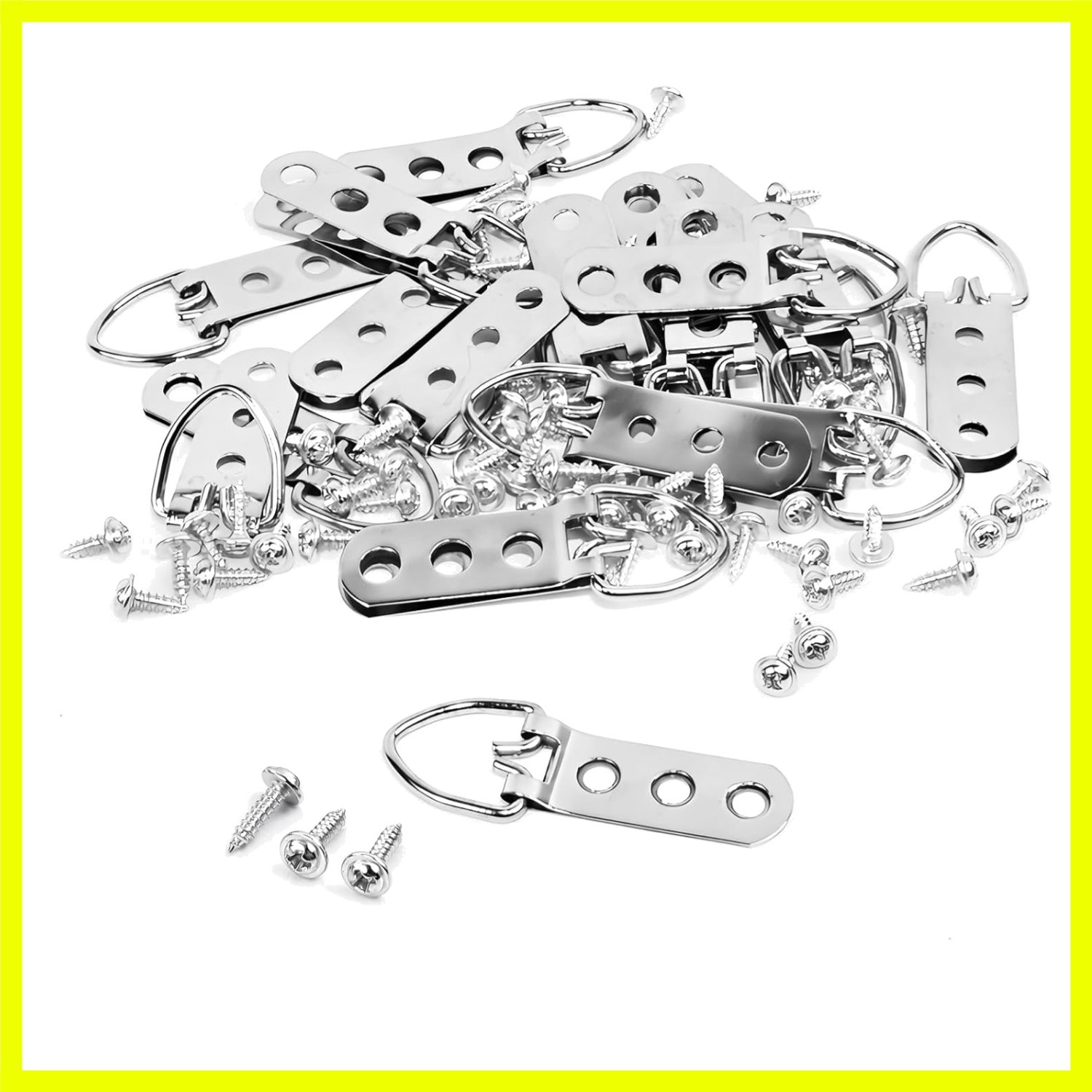 Durable 20 Pcs D Ring Picture Hangers with Screws – Stainless Steel Hanging Kit