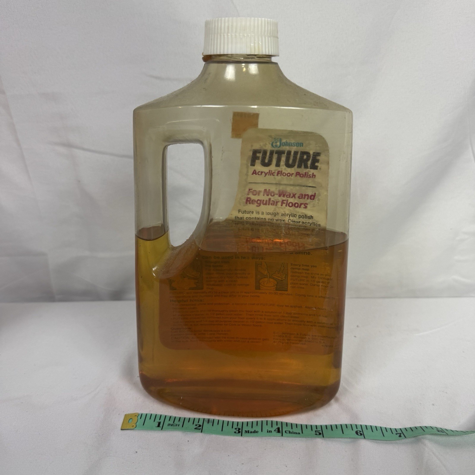 Vtg SC Johnson Future Large No Wax Acrylic Floor Finish 46 Oz Wax 50% Full 1989