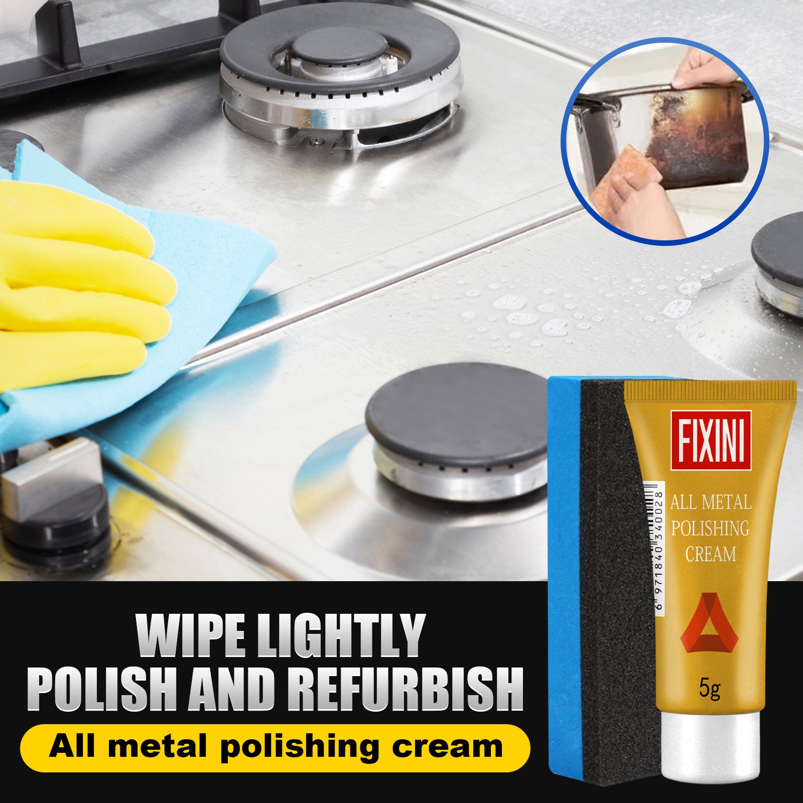 Tarnish Remover Metal Polish Paste for Silver Copper Brass Chrome
