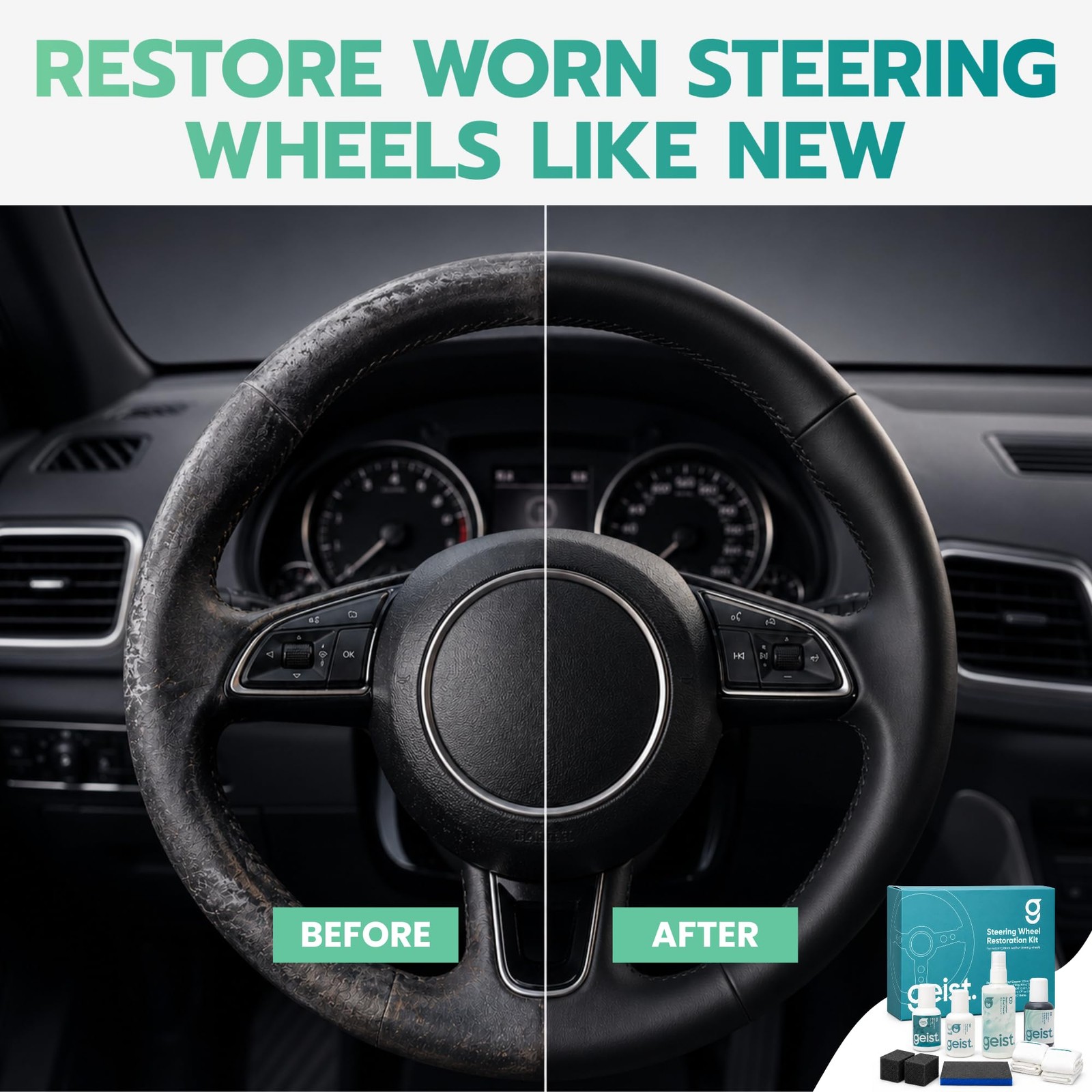 Geist. Steering Wheel Restoration Kit | Degrease and Refresh the colour of wo…
