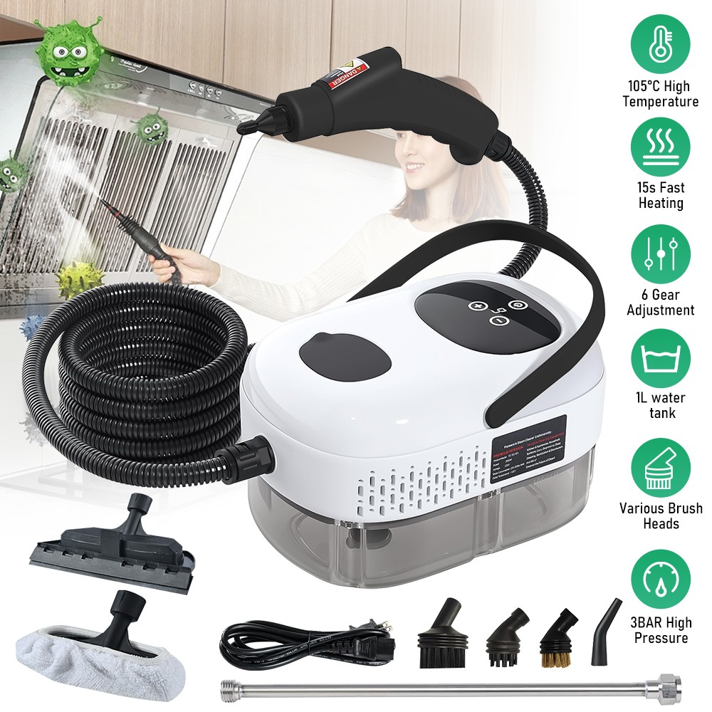 Fast Heating Handheld Steam Cleaner – 15-in-1 High Pressure for Home & Car
