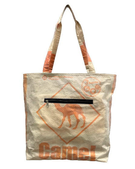 Fair Trade Camel Cement Beach Tote Handmade in Cambodia