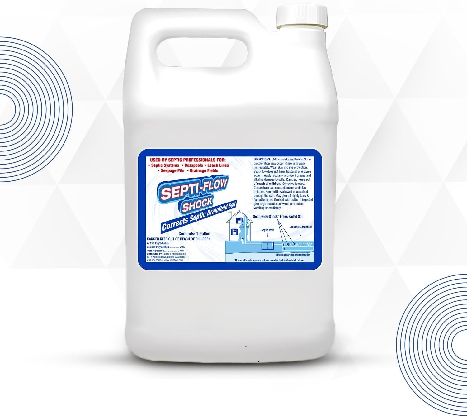 Efficient Septi-Flow Shock – Biodegradable Drainfield Repair, 128 Fl Oz Liquid