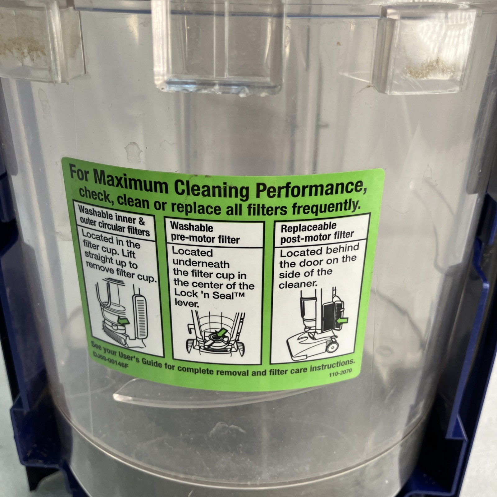 Bissell 58F8-3 Rewind SmartClean Upright Vacuum, Full Canister Dust Bin Assembly