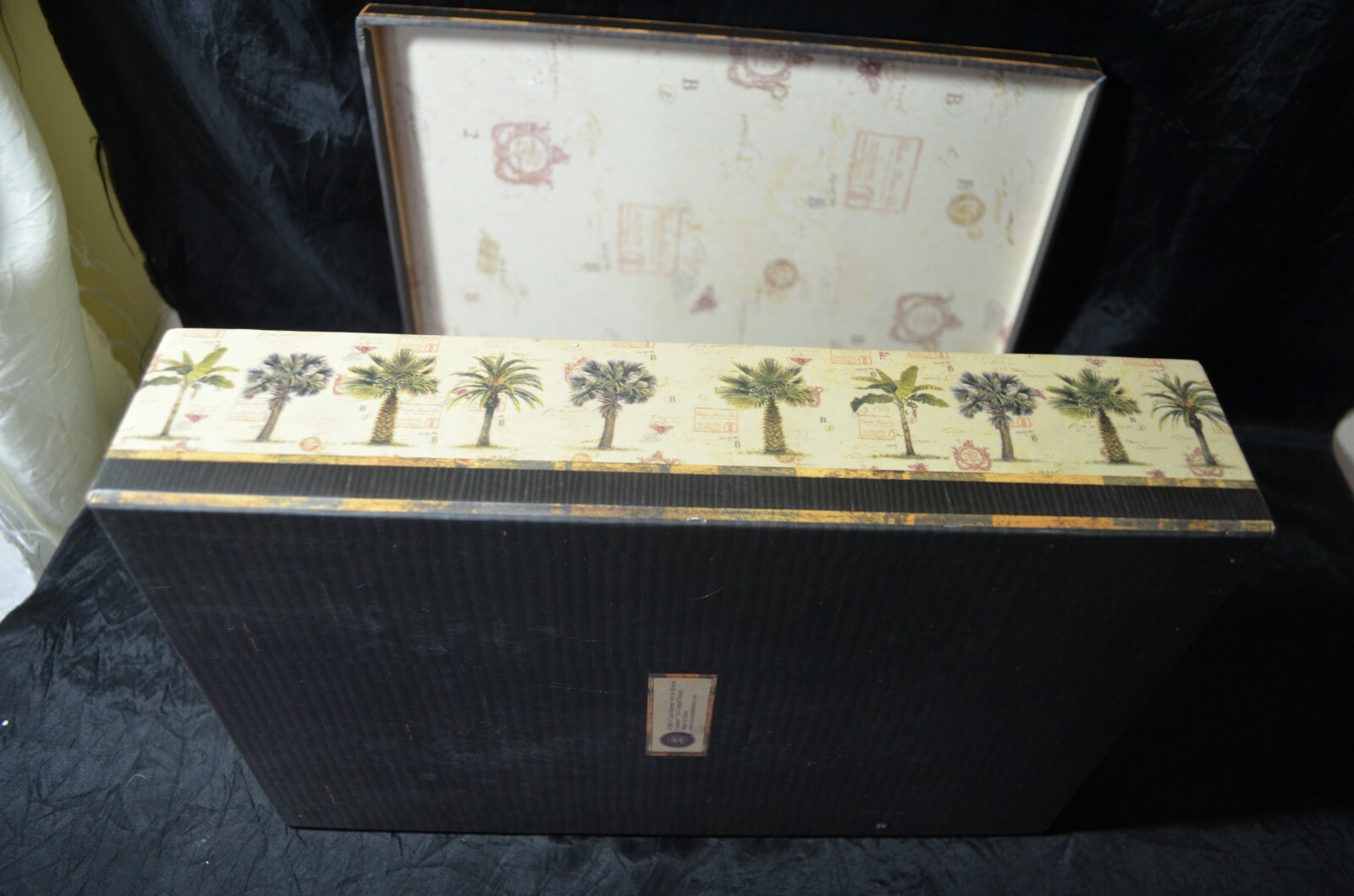 Chad Barrett Art in Motion Storage Box Palm tree design 13 x 8.5 Organize Closet