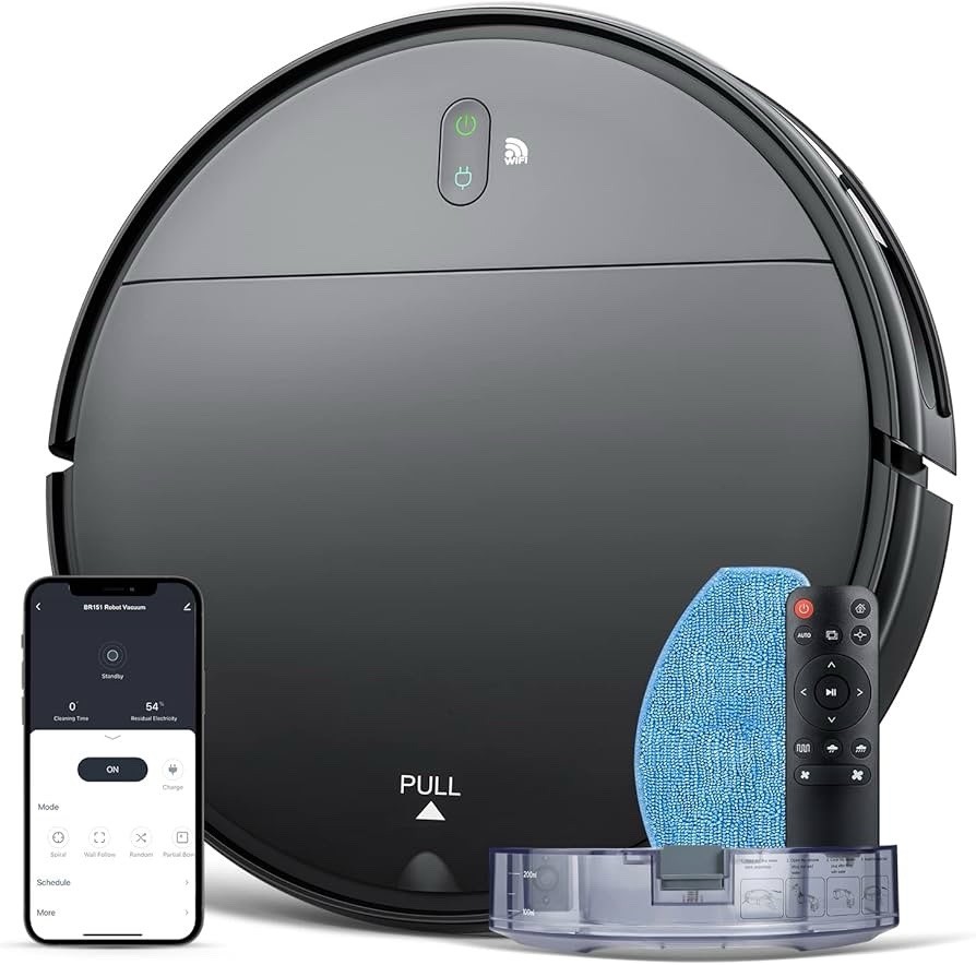 Onson BR151 WiFi Robot Vacuum Mop Cordless 100min 1400Pa Black