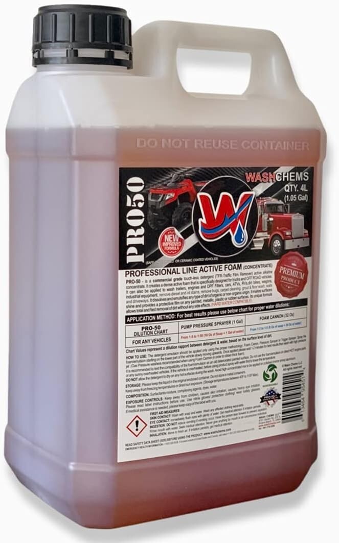 Pro 50 Touchless Car Wash Detergent Soap Concentrate – 1 Gallon, 128 Fluid Ounce
