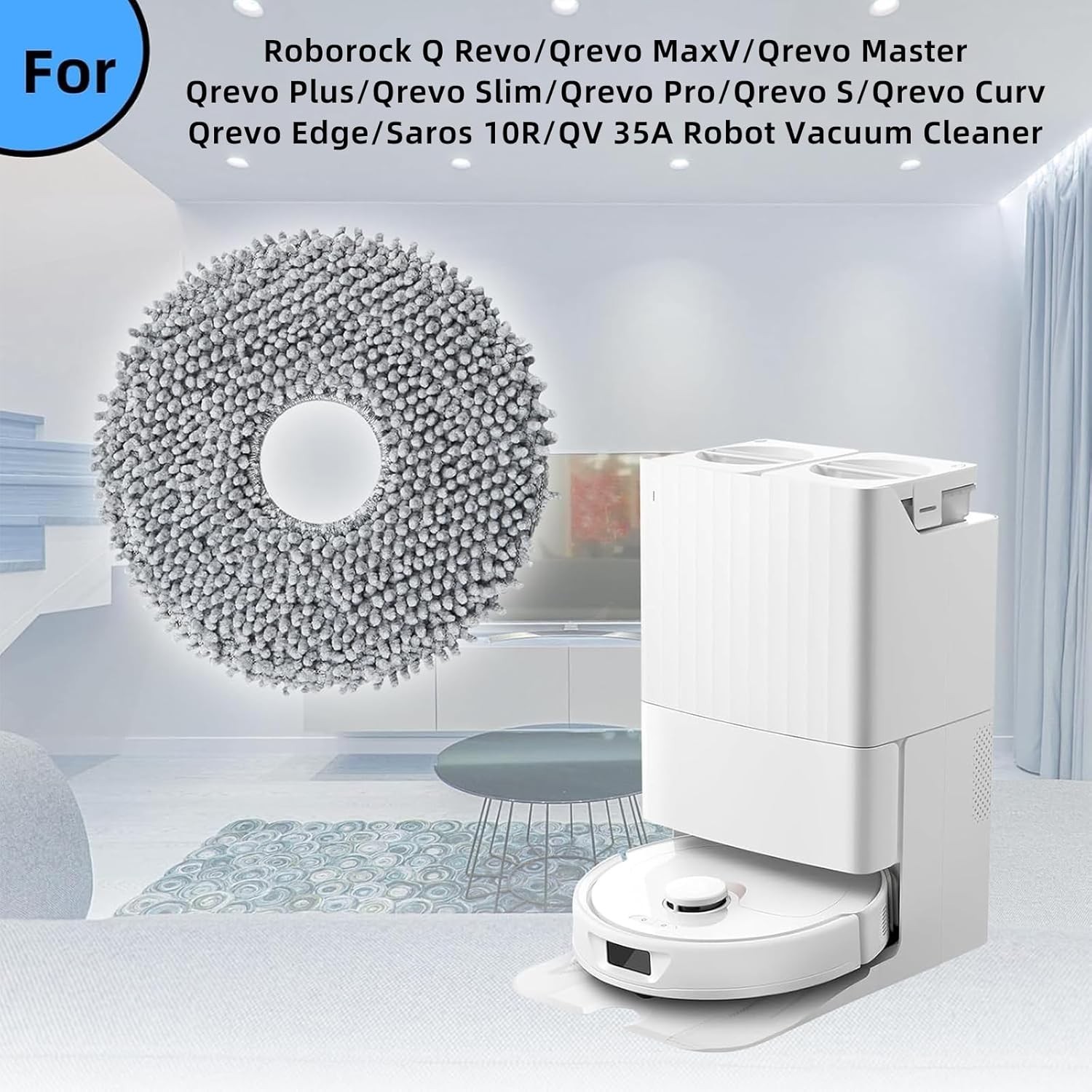 8 Pack Mop Pads for Roborock QV 35A/Saros 10R/Q Revo/Qrevo S/Qrevo Pro/Qrevo …