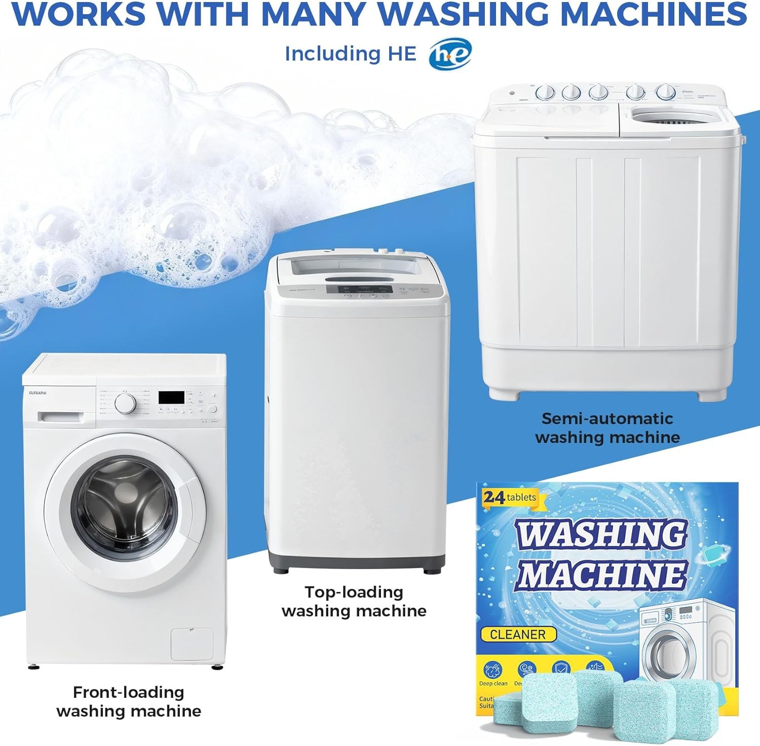 Uproot Clean Washing Machine Cleaner Tablets – 24 Pack for a 12 Month Supply. Fo
