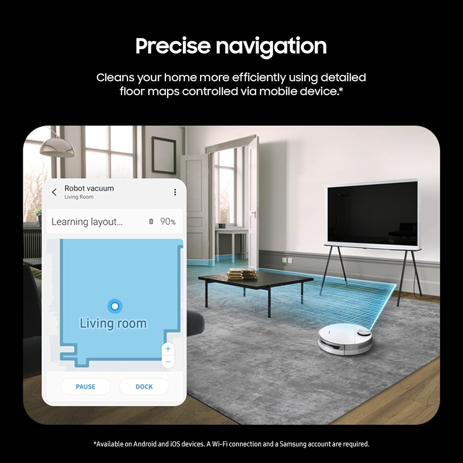 Samsung VR30T85513W/AA Jet Bot+ Robot Vacuum with Clean Station, White