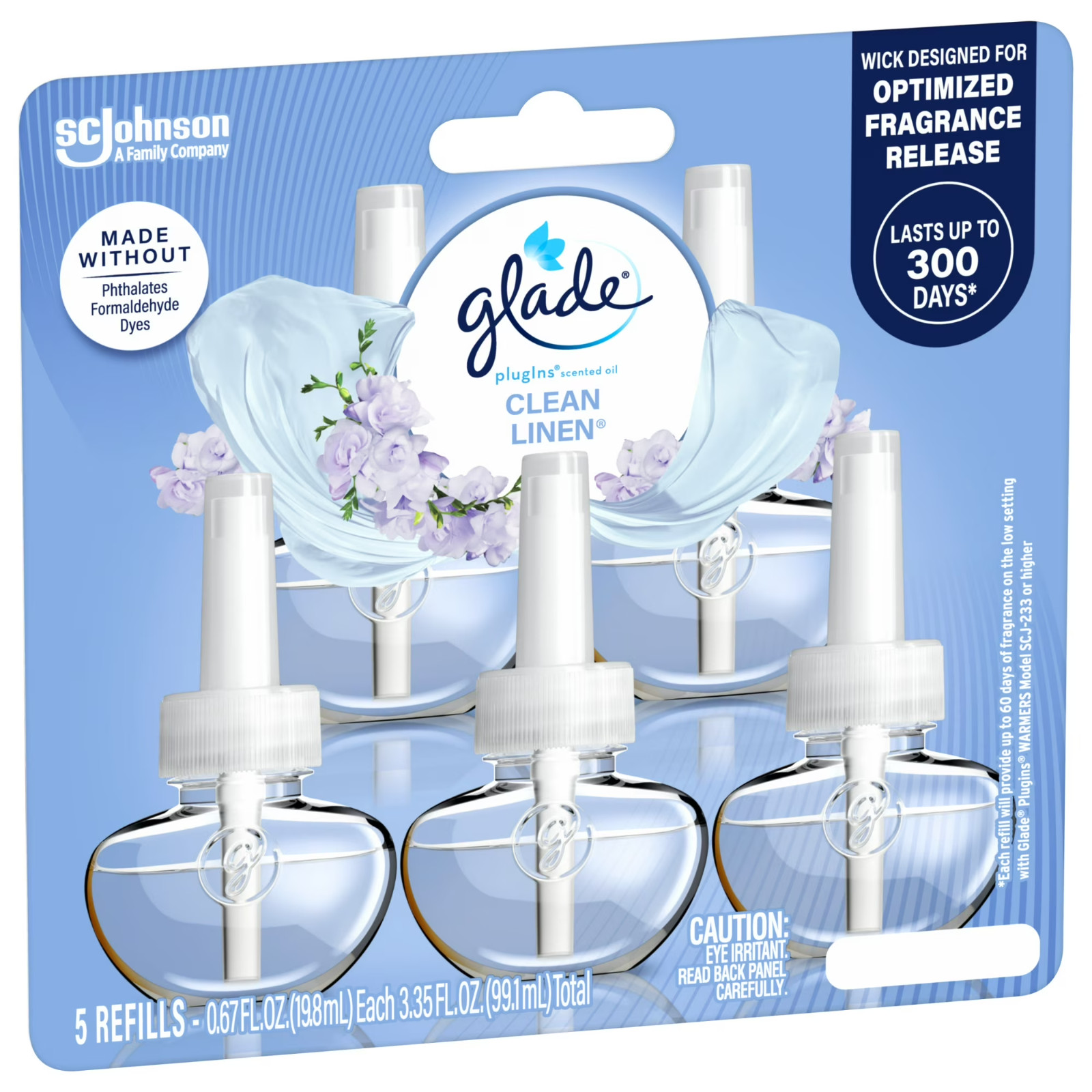 Glade PlugIns Scented Oil 5 Refills, Air Freshener, Clean Linen, Essential Oil I