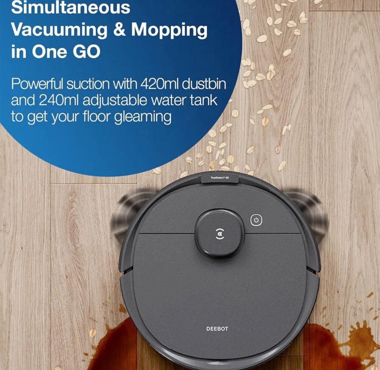 Ecovacs DEEBOT OZMO T8+ Robotic Vacuum Cleaner 2-1 Mop &Vacuum Robot. NO CHARGER