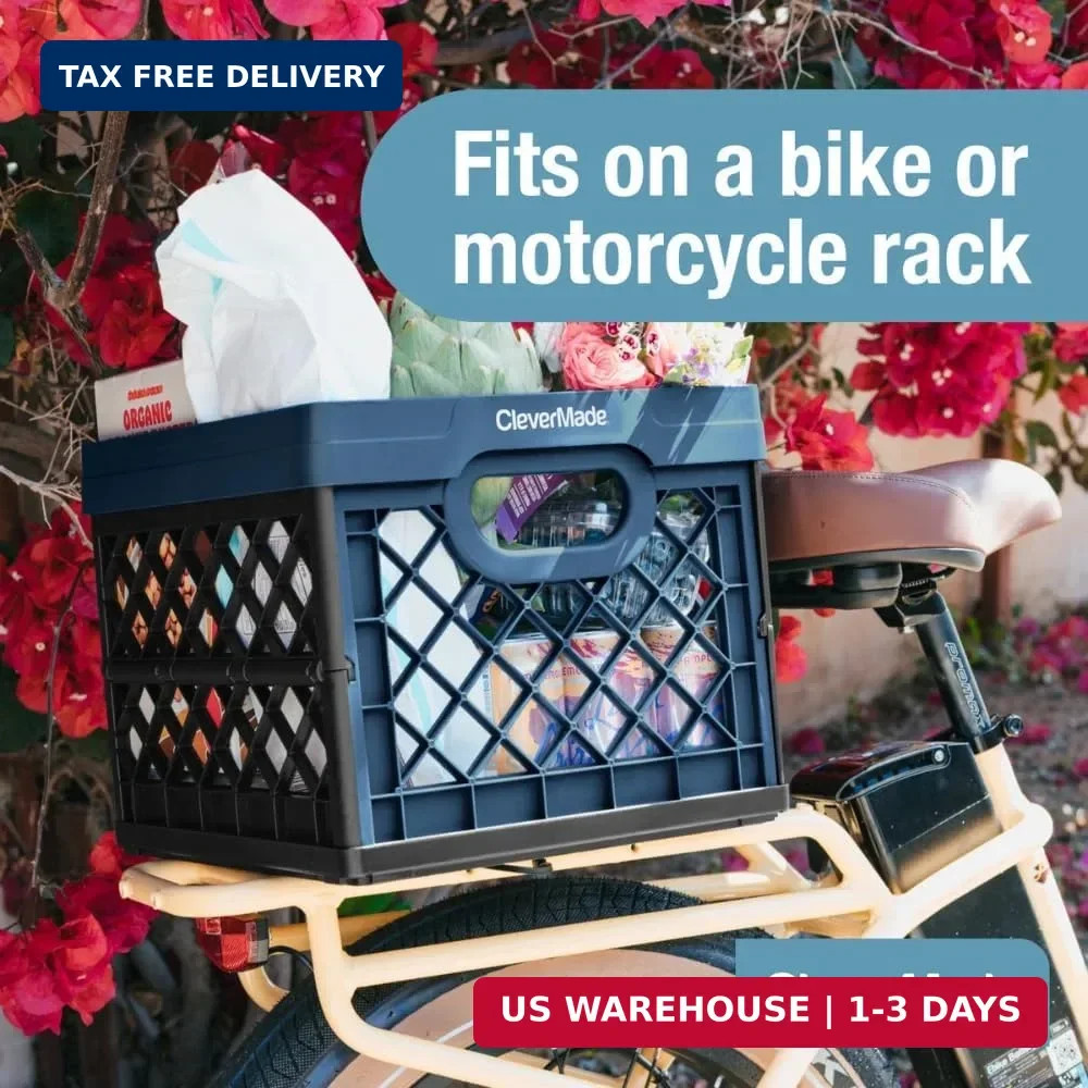 Collapsible Milk Crate 25L (6.6 Gal), 50 lb Capacity Heavy Duty Folding Crate –