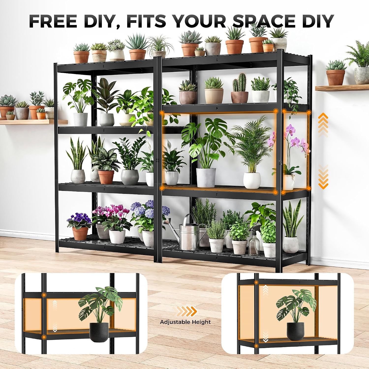 3200LBS Storage Shelves, 4 Tier Wire Shelf 40″W X 20″D X 60″H,2 Pack | Metal Gar