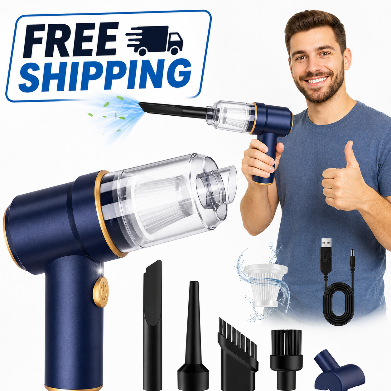 9000Pa Handheld Car Vacuum Cleaner and Air Duster, 120W