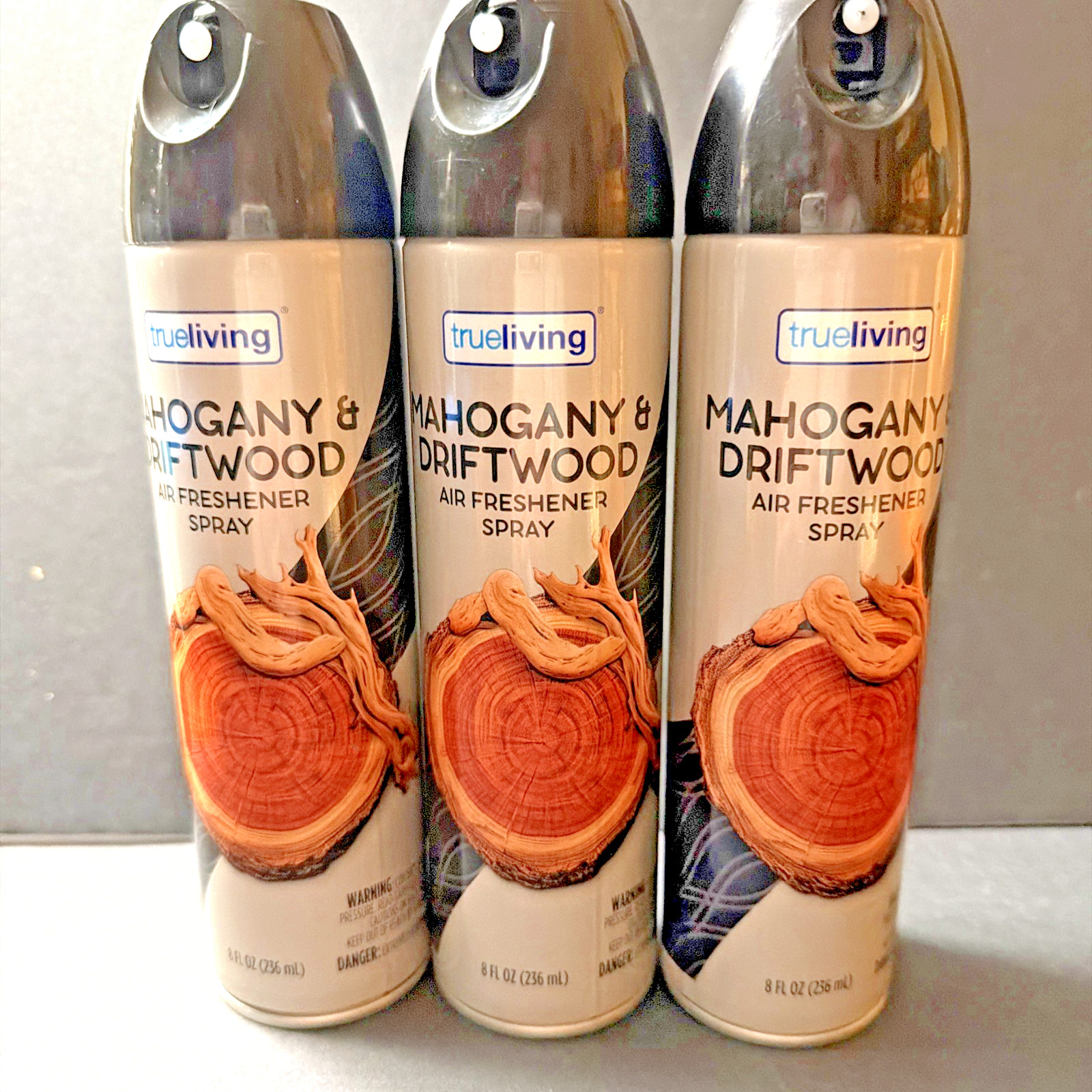 3 Pack Trueliving Mahogany & Driftwood Air Freshener Spray 8 Oz Each , New