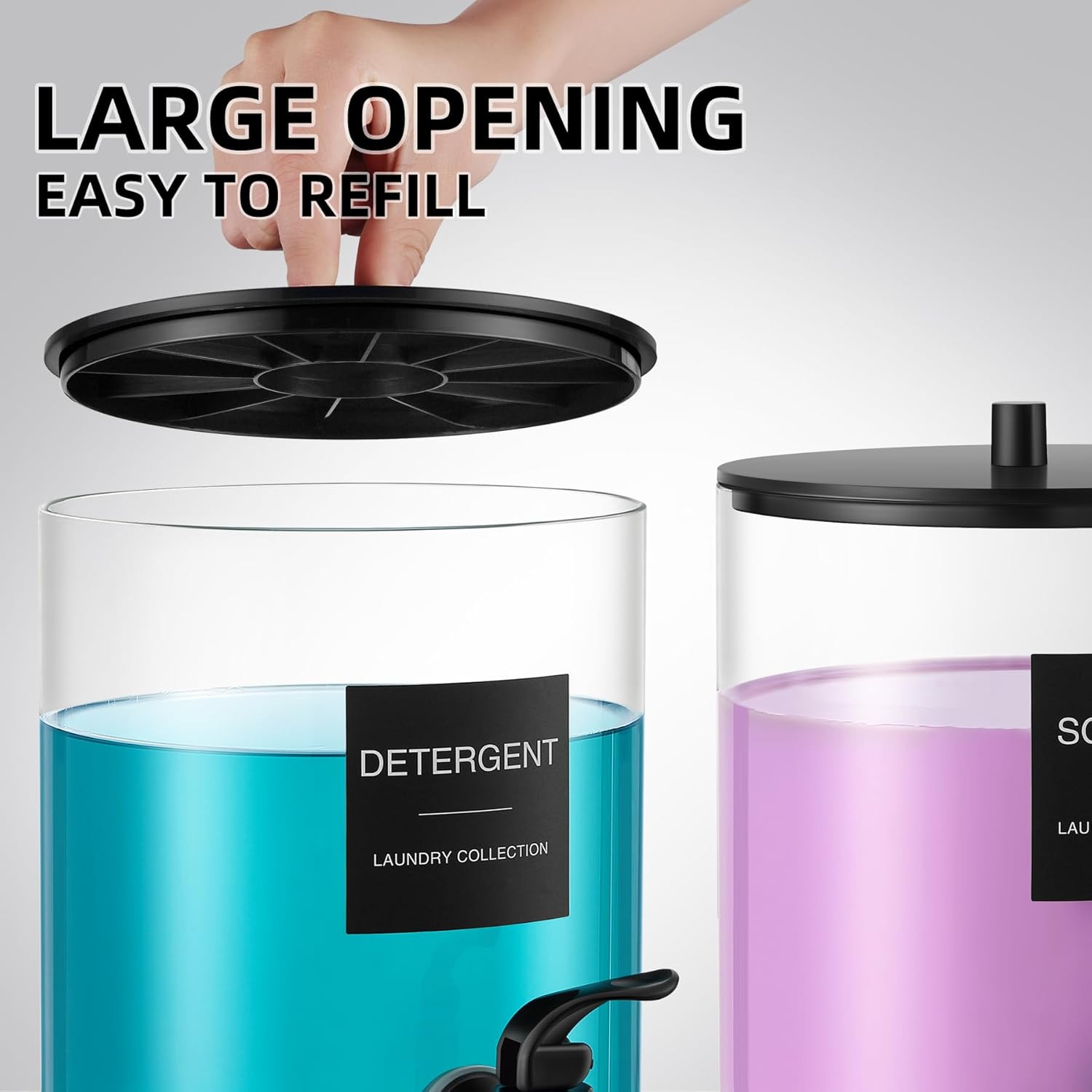 Glass Laundry Detergent Dispenser, 128 Oz / 3.5L Fabric Softener Dispenser for L