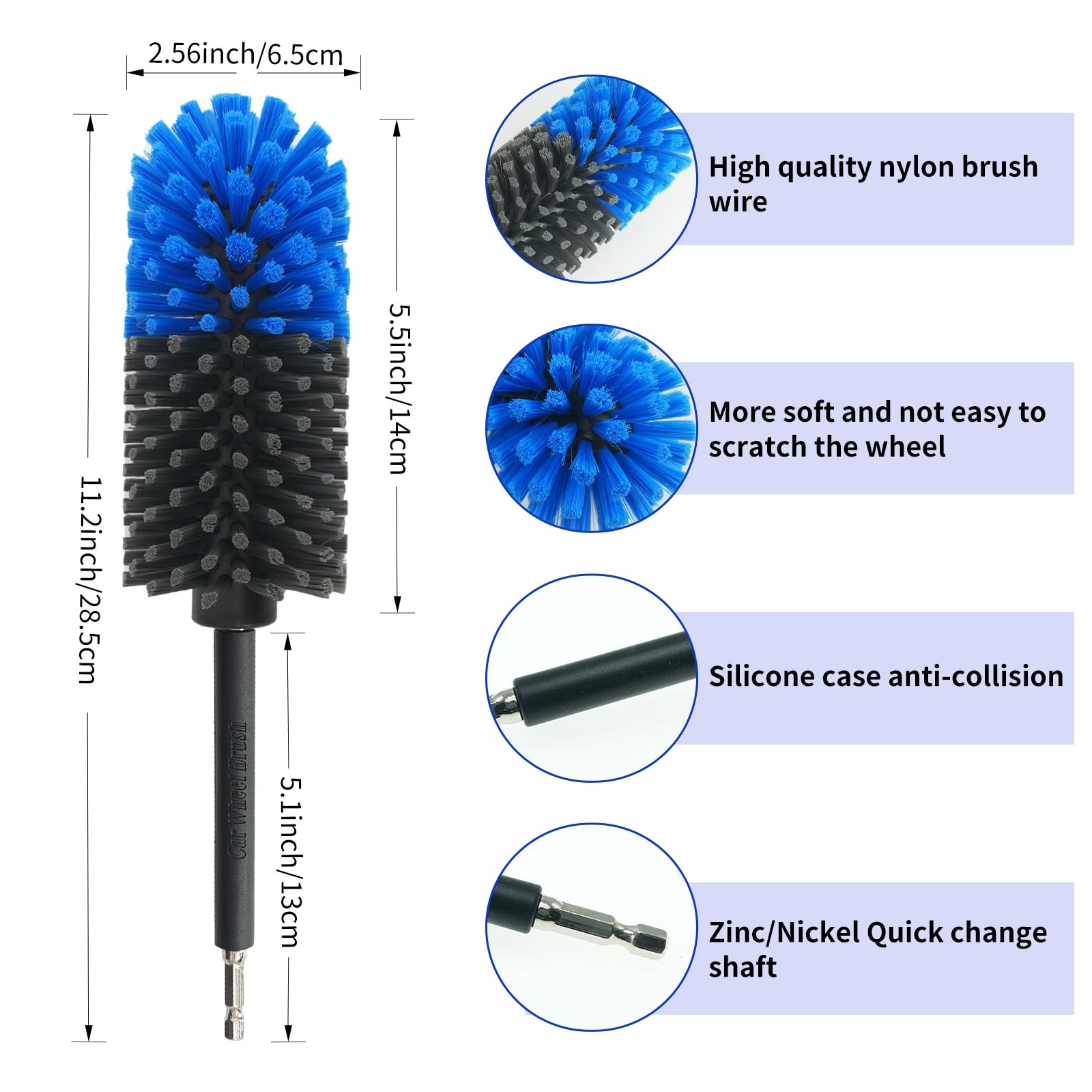 Drill Wheel Cleaner Brush Soft Scratch Free Rim Tire Cleaning Brush for Cars