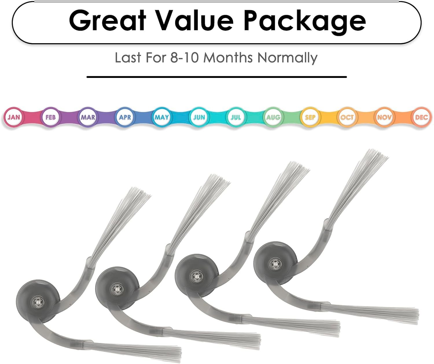 4 Pack QV 35A Replacement Side Brushes for Roborock QV 35A QV 35S Q10 S5 Q10 X5