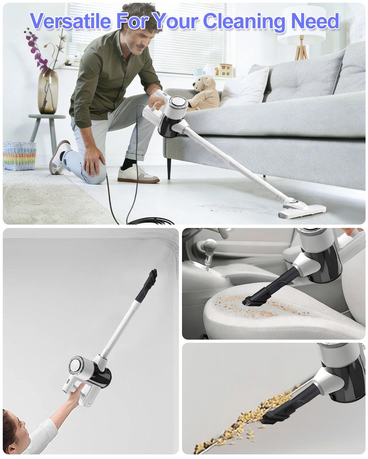 Aivacod Corded Stick Vacuum Cleaner with 33 Feet Long Power Cable, 600W 17Kpa…