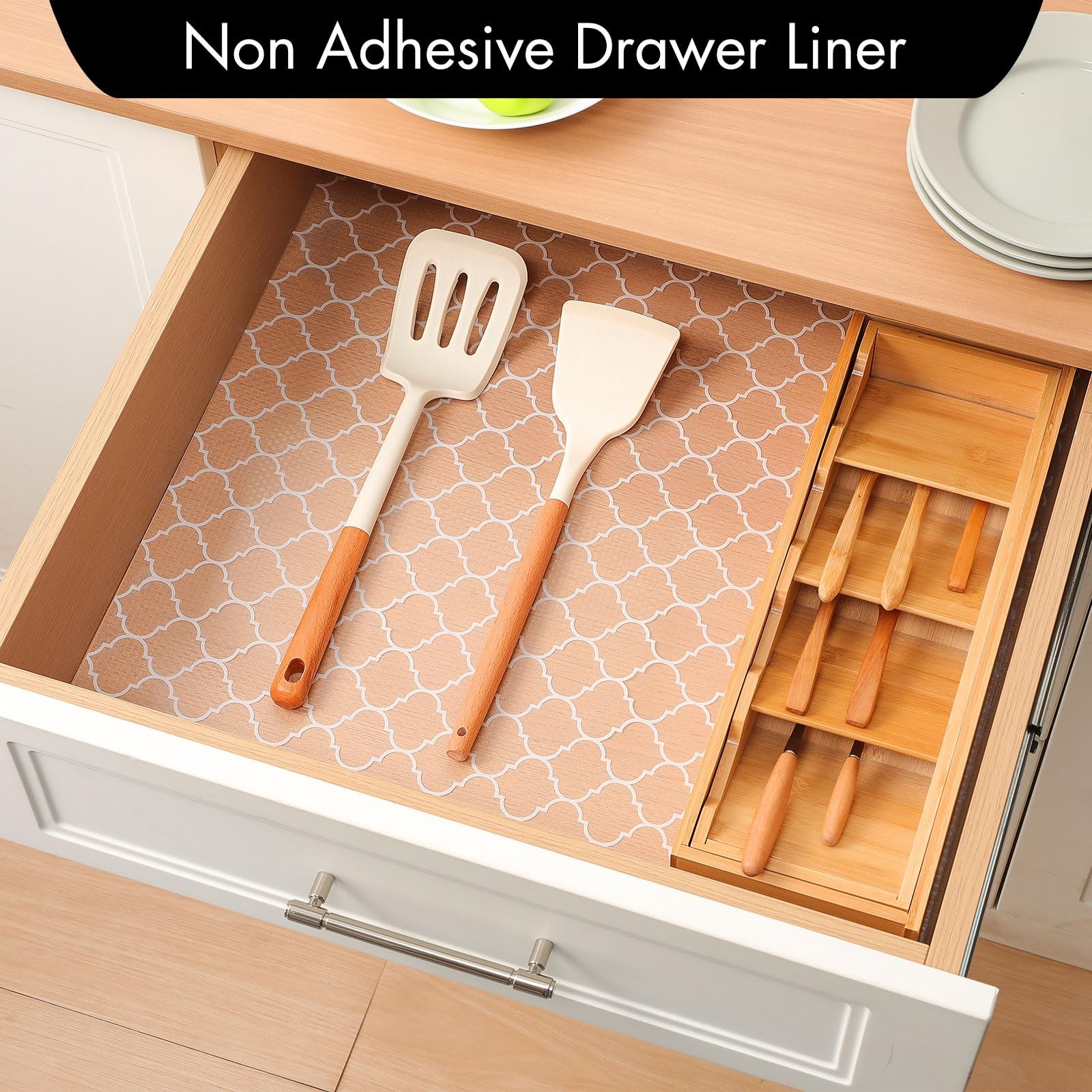 Cooyes Shelf Liner for Kitchen Cabinets – 17.5″W x 78.7″L, Absolute White