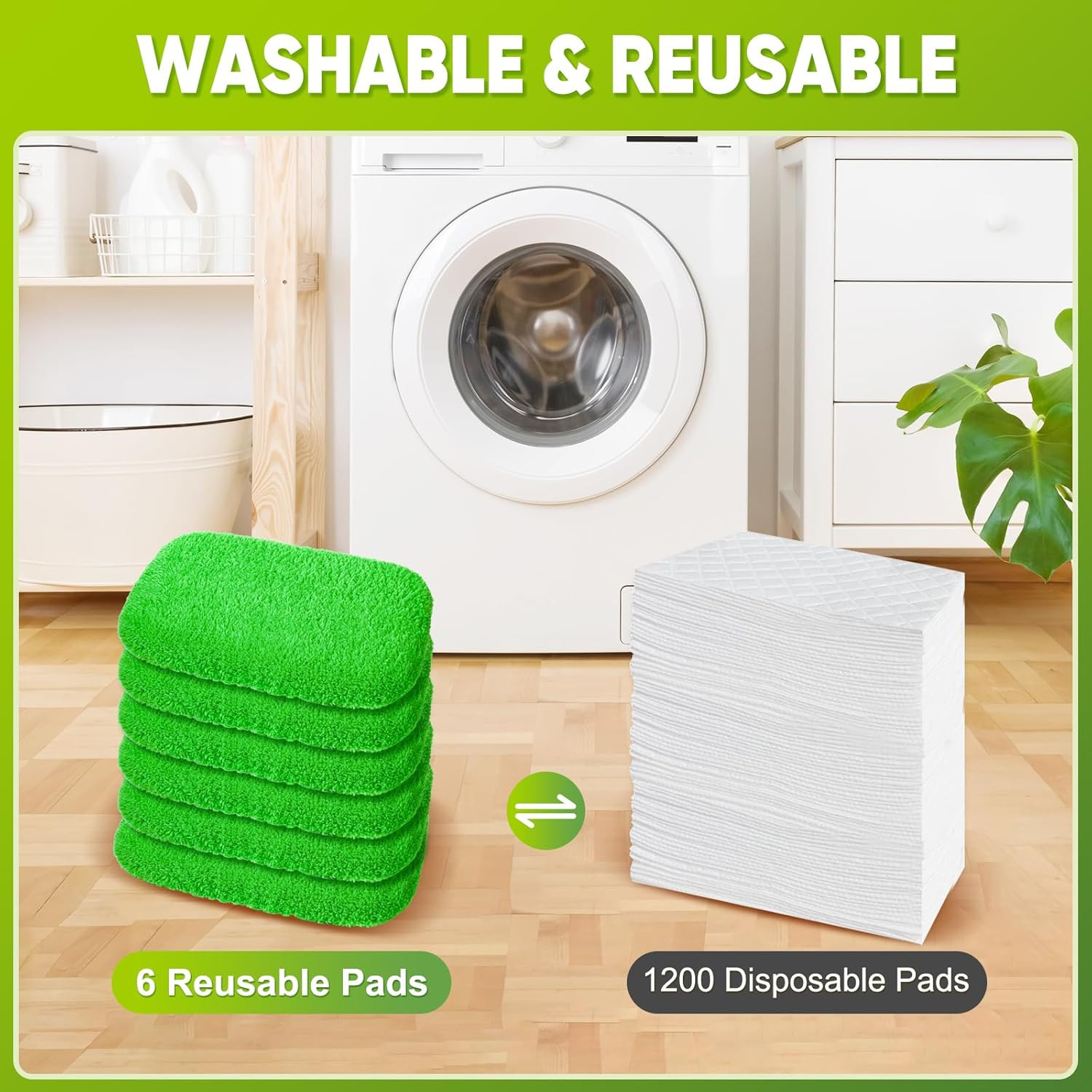 6 Reusable Microfiber Mop Pads 10–12 Inch Wet Dry Washable Refills