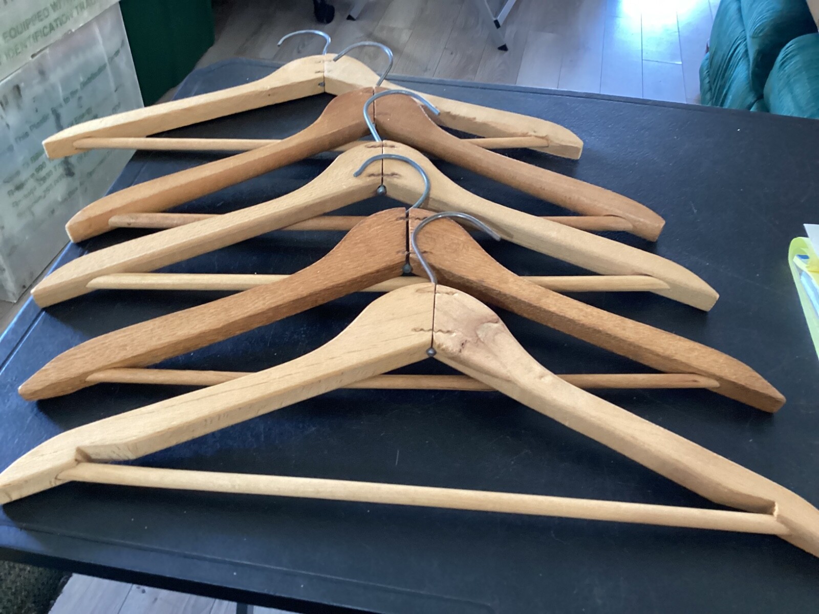 Lot of (5) Miscellaneous Old Wooden Clothes w/Pants Bar Hangers