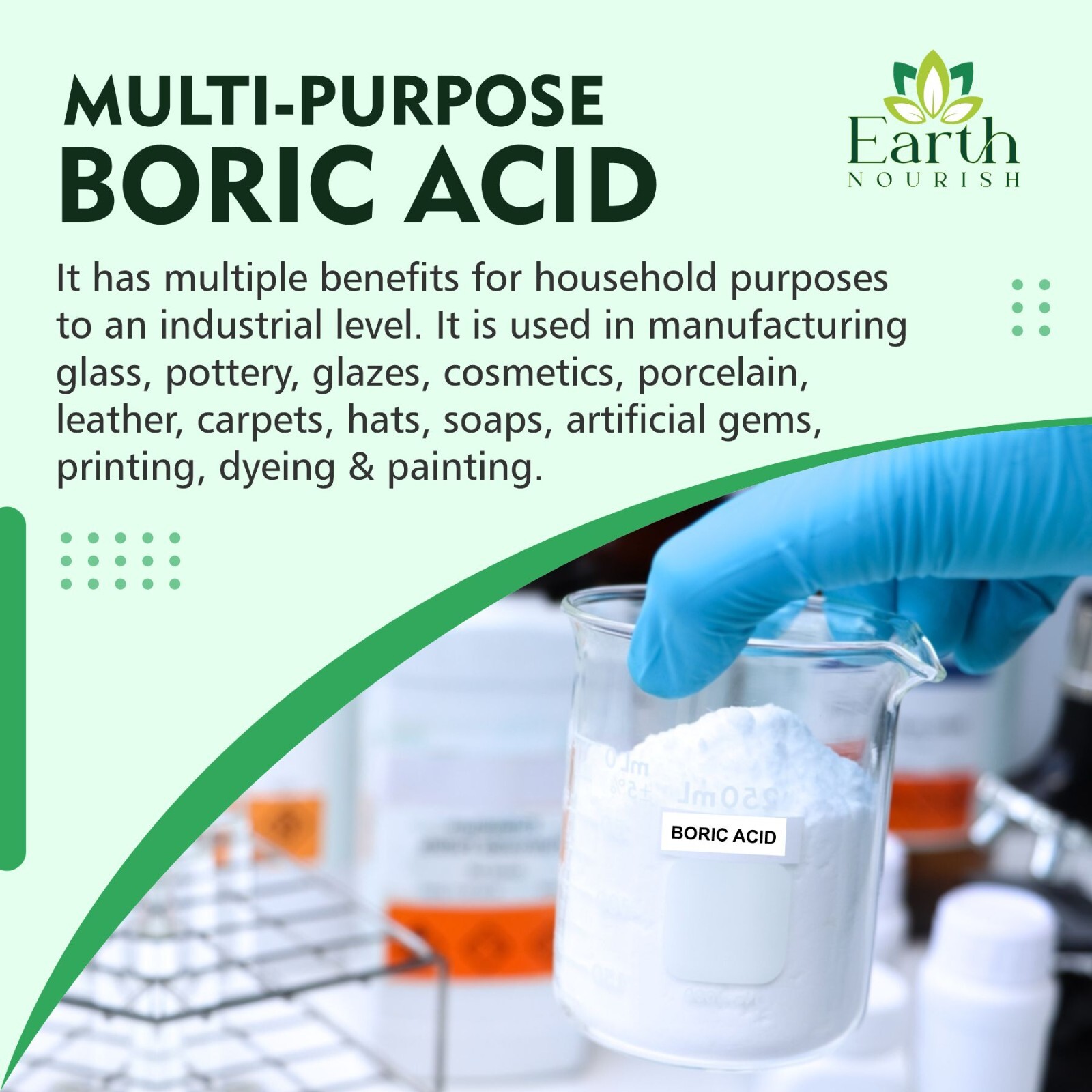 Earth Nourish Boric Fine Powder – 3.52 Oz / 100g Pack of 1 – Pack of 4