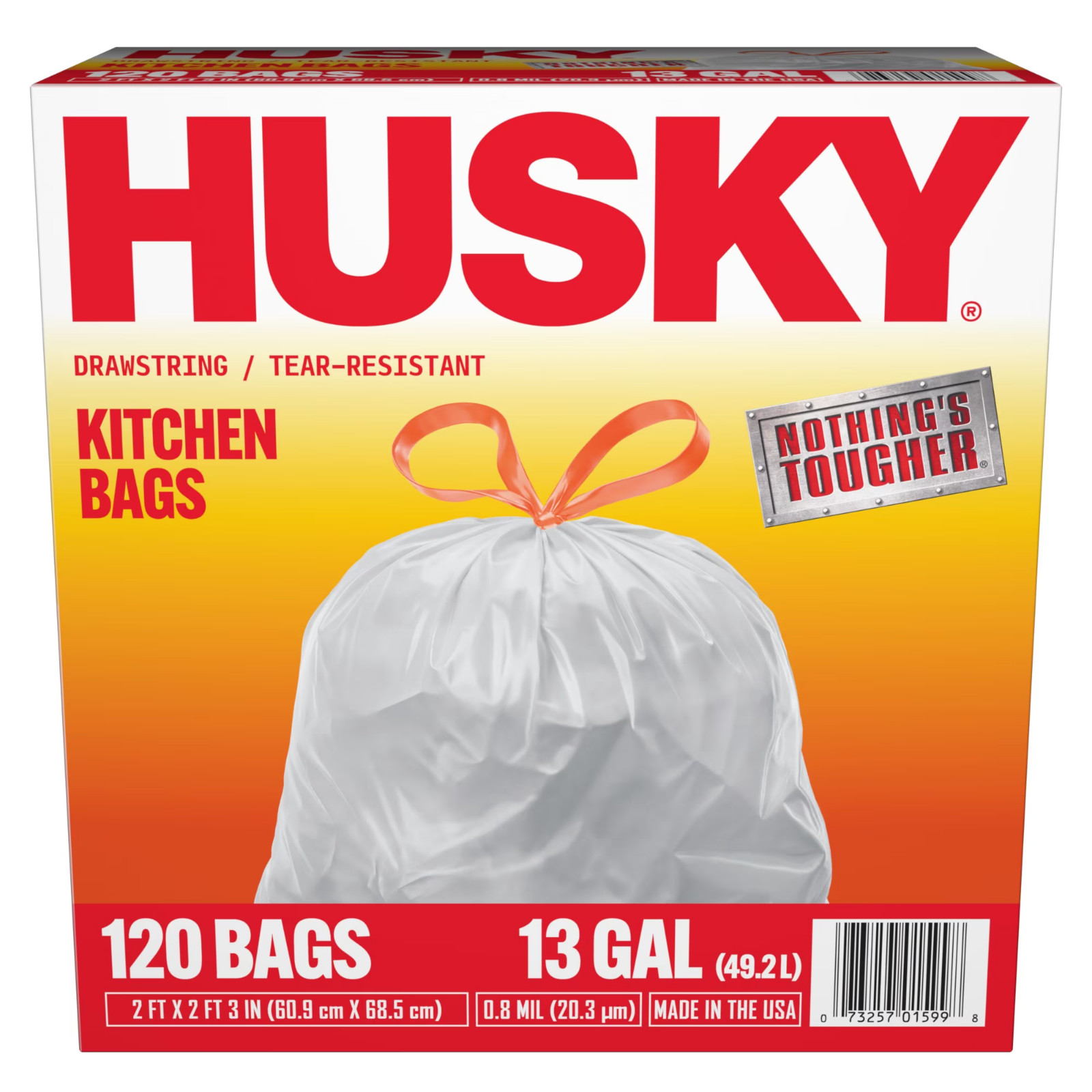 Husky 13 Gallon Tall Kitchen Drawstring Bags, 120 Bags New