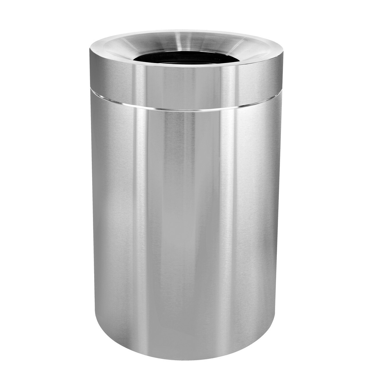 Alpine Industries 50-Gallon Stainless Steel Indoor Trash Can w/ Funnel Open Top.