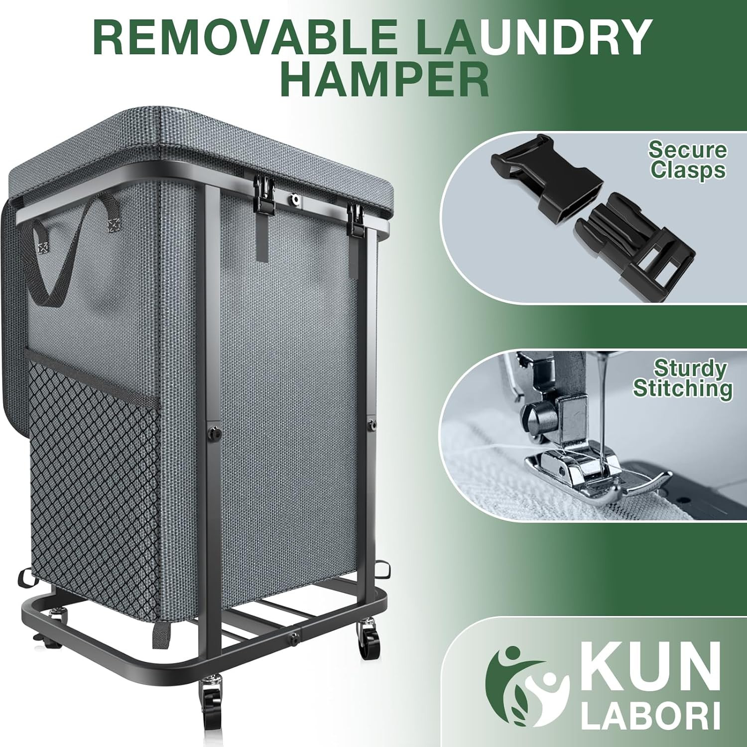 40 Gal(150L) High Grade Large Laundry Basket with Wheels, Rolling Laundry Hamper
