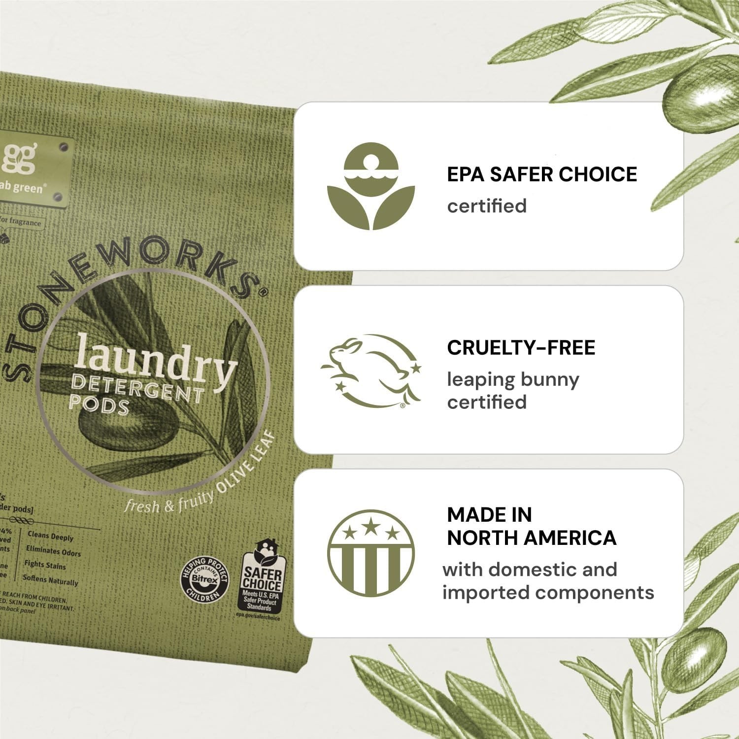 Stoneworks Laundry Detergent Pods Natural, Oak Tree, 50 Loads, 1.65 lbs (750 g)