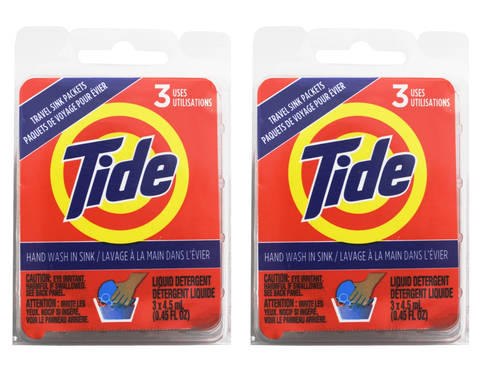 2 Pack – Tide Liquid Travel Sink Packets, (3 x 4.5 fl oz) 3-Count