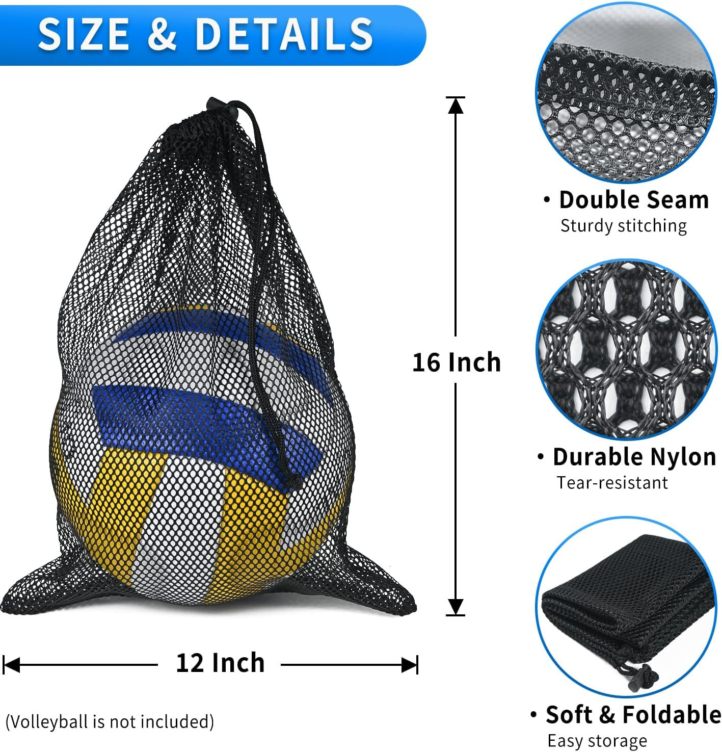 10 Pcs Mesh Drawstring Bag 12″ X 16″ with Cord Lock Closure, Heavy Duty Nylon