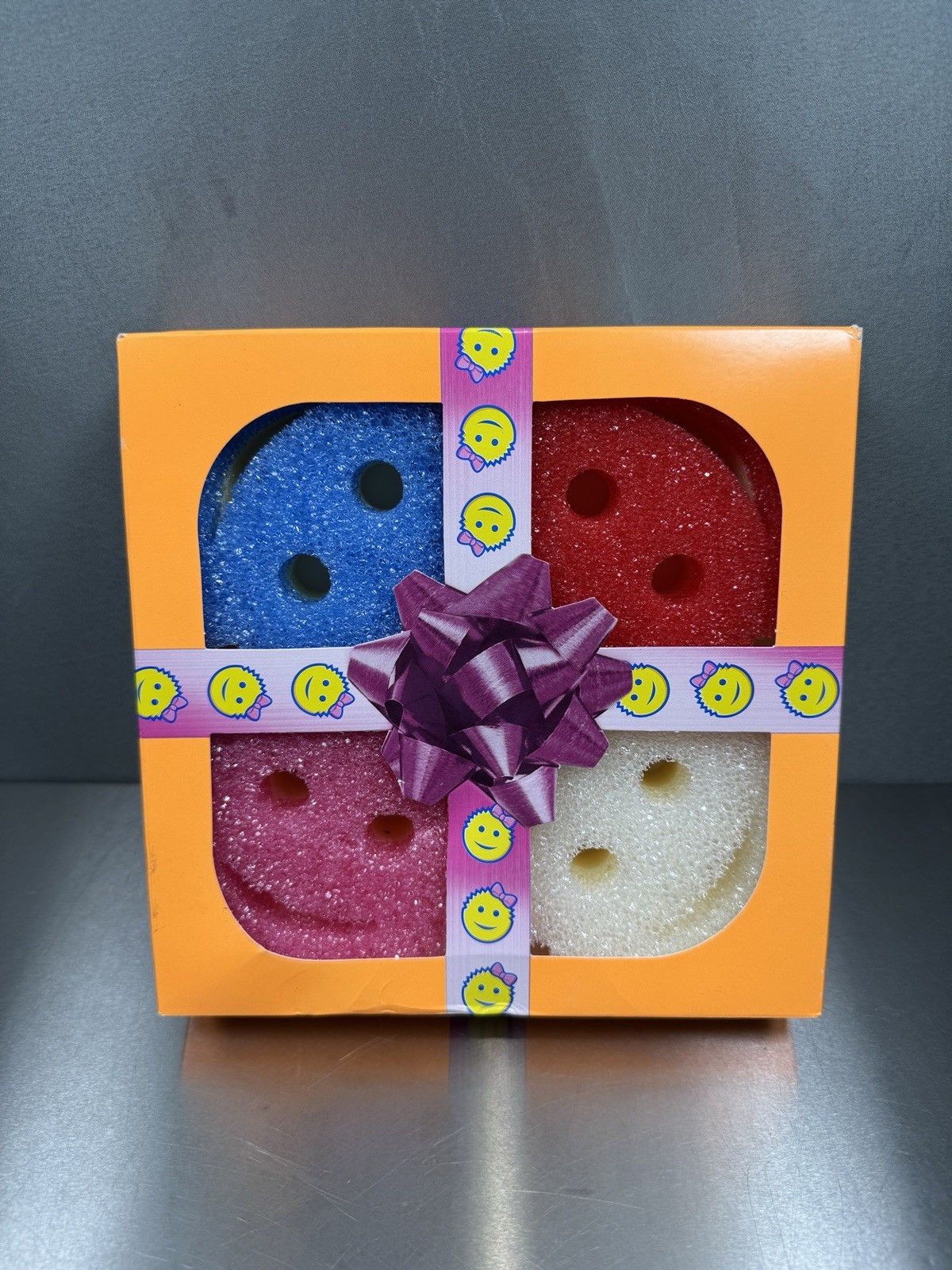 4 Pack Scrub Mommy Dual Two Sided Sponge and Scrubber Multi Task Happy Face New