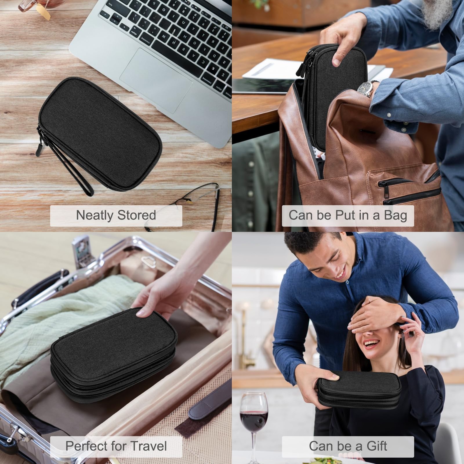 Electronic Organizer, Travel Tech Pouch Bag, Cable Organizer Black
