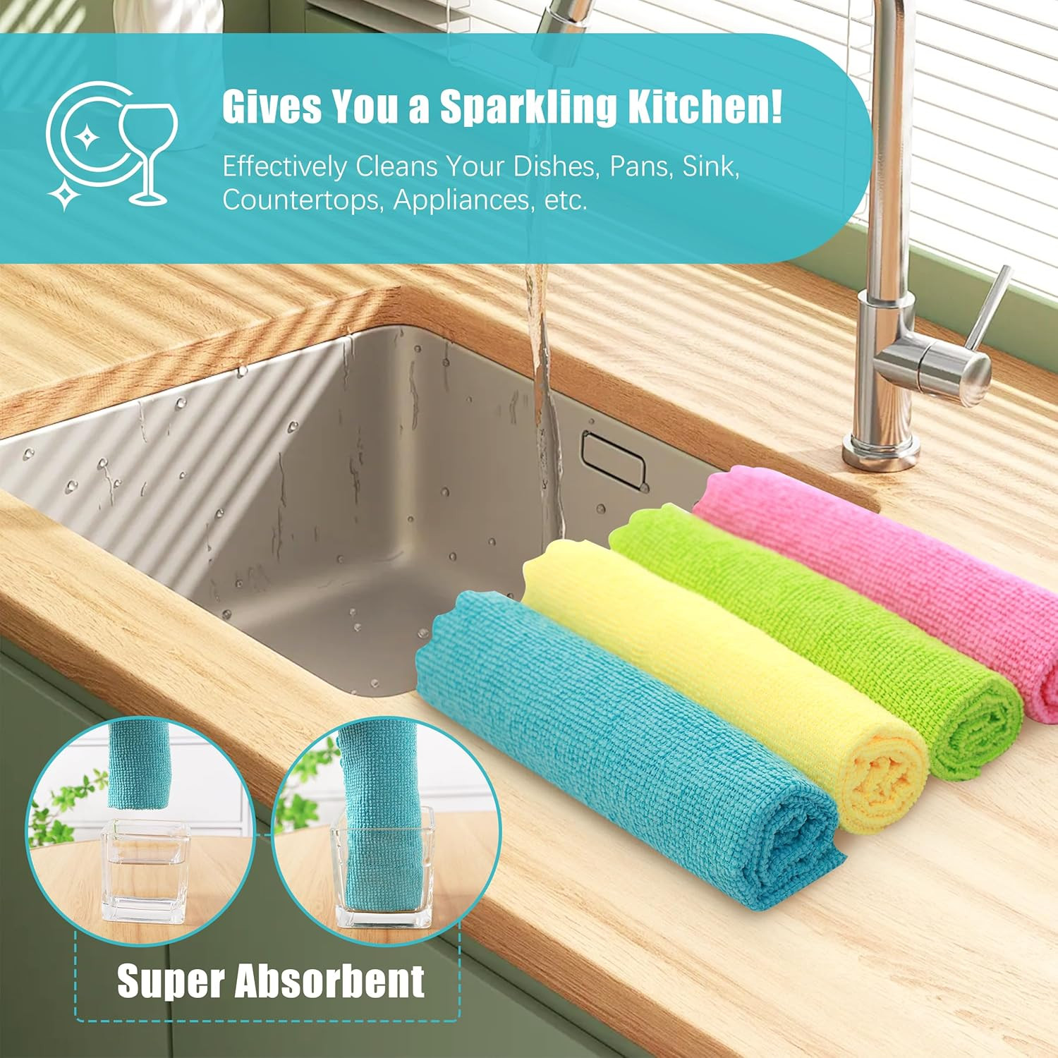 12 Pack Microfiber Cleaning Cloth – Reusable Cleaning Rag, Fast Drying Cleaning