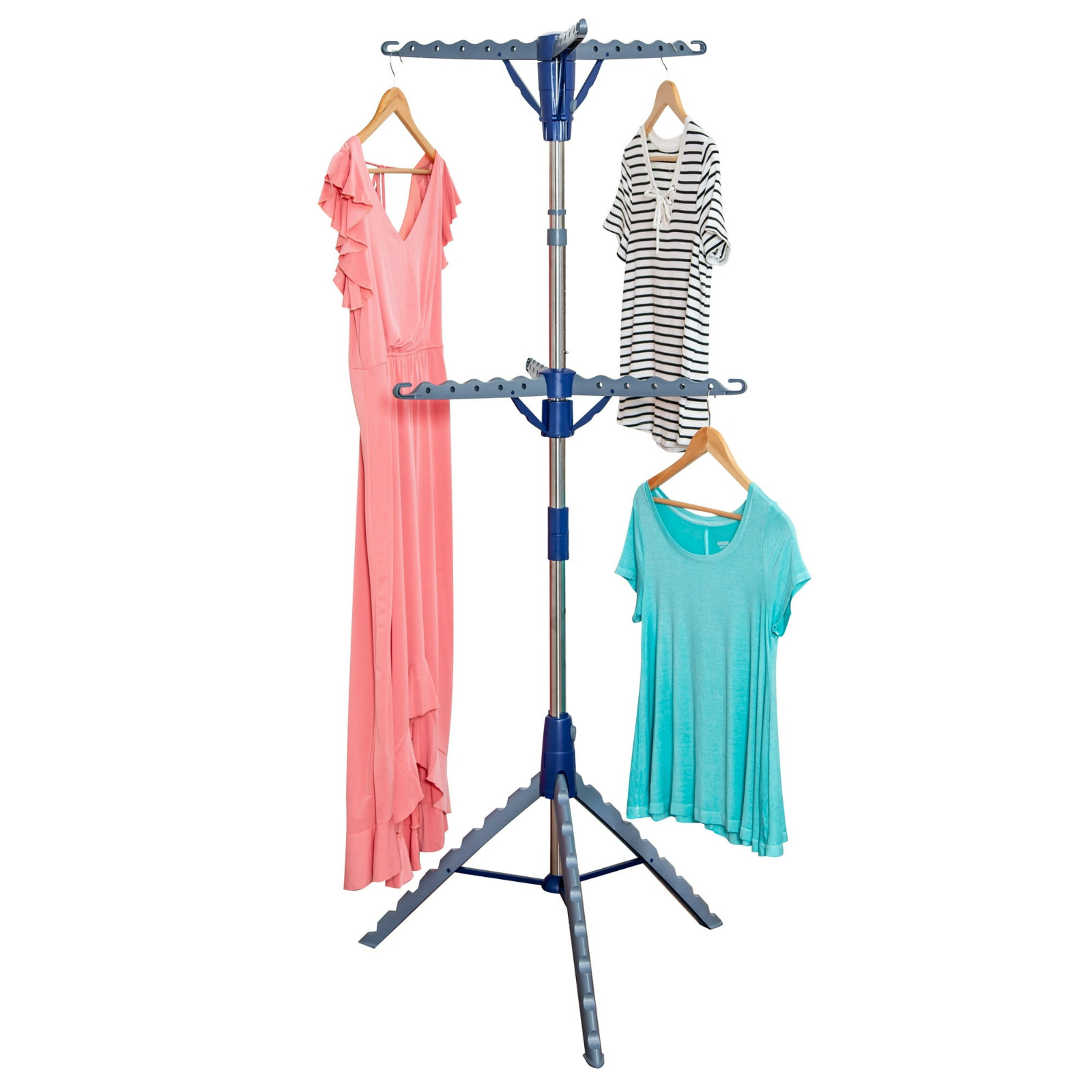 Mainstays 2-Tier Steel Tripod Clothes Drying Rack Blue Silver