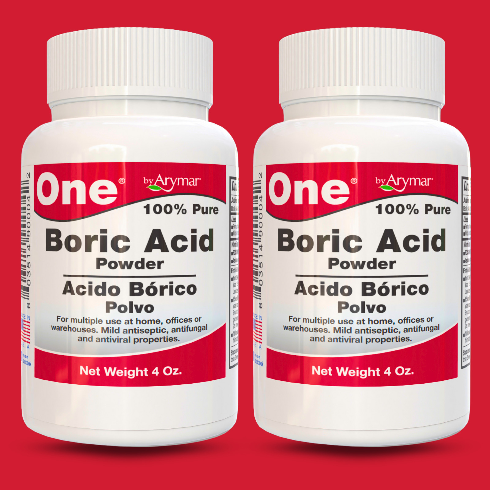Arymar 100% Pure Boric Powder Granulated, Multi-Purpose Cleaner 4 fl oz (2-Pack)