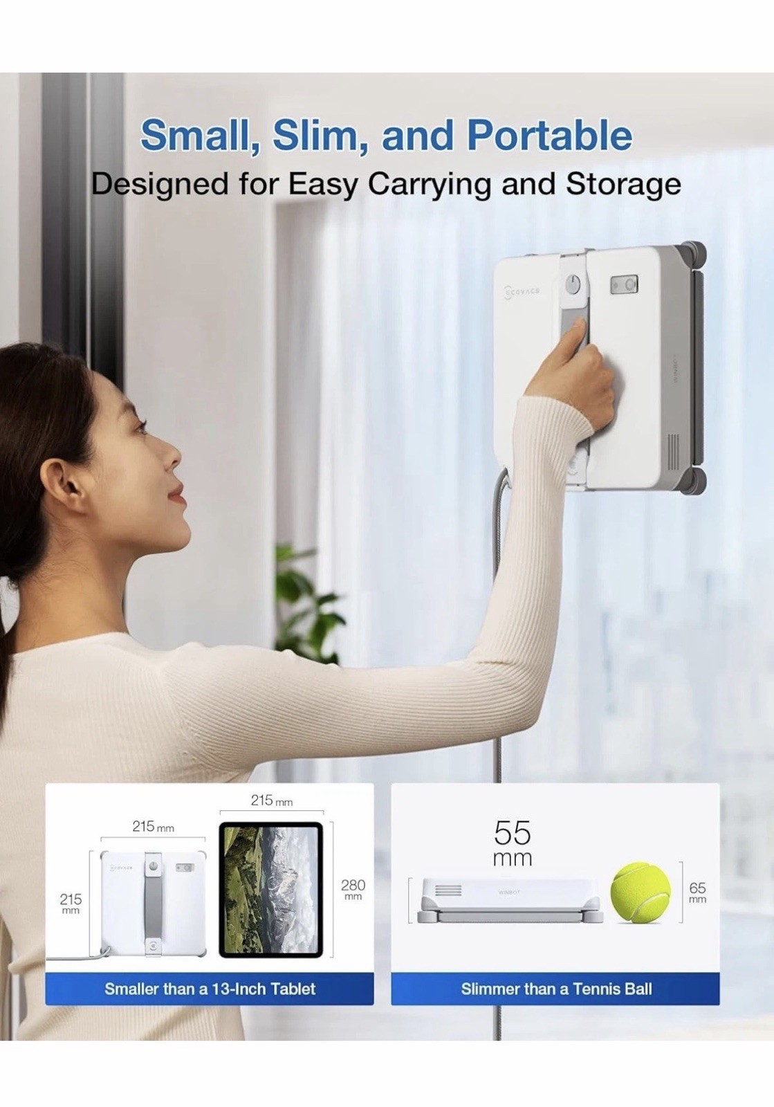 ECOVACS WINBOT MINI2 Window Cleaning Robot, Robot Window Cleaner with 5 modes
