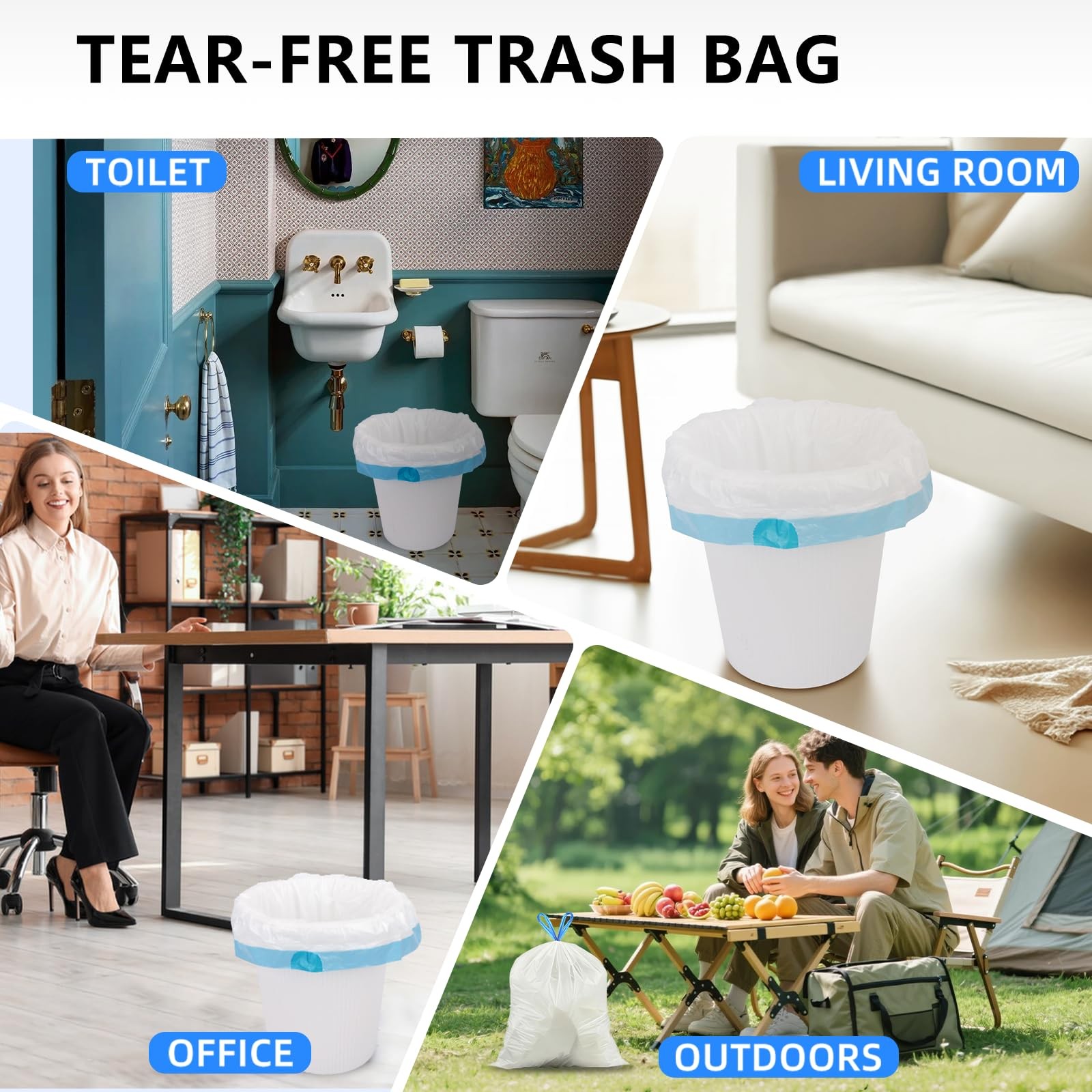 4 Gallon Trash Bags Drawstring,1.5 Mil Thick, Unscented, 58 Count (2 Rolls) -…