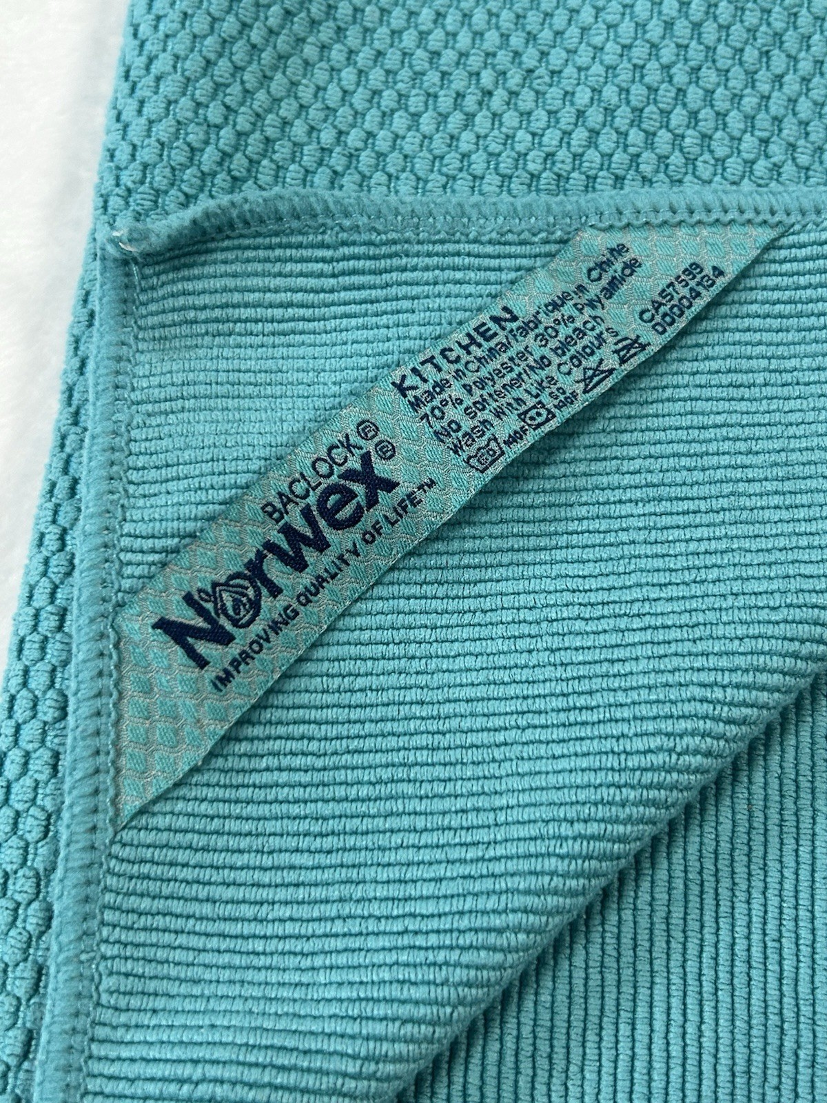 Norwex Microfiber Diamond Textured Kitchen Towel & Cloth Set Turquoise Teal