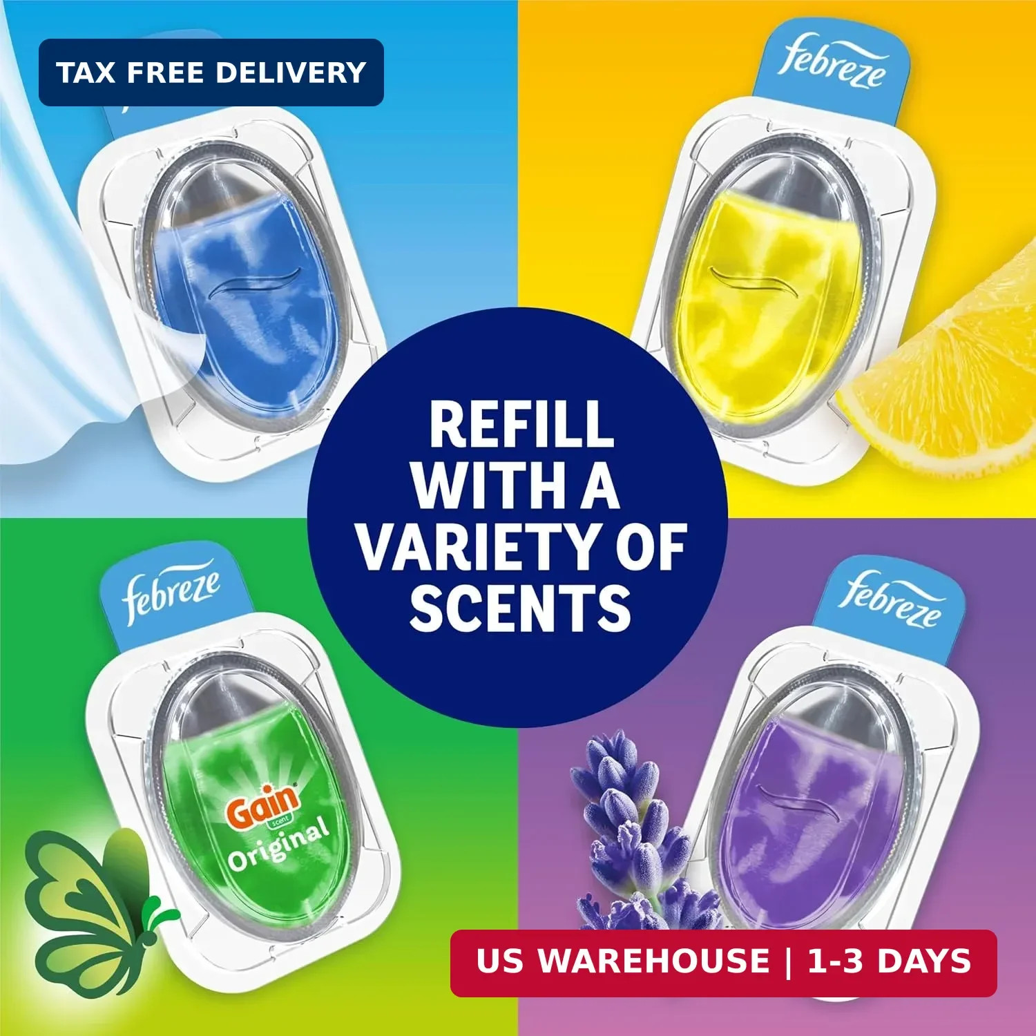 Febreze Trash Odor Fighter, Trash Can Air Freshener, Stick-On Deodorizer for Gar